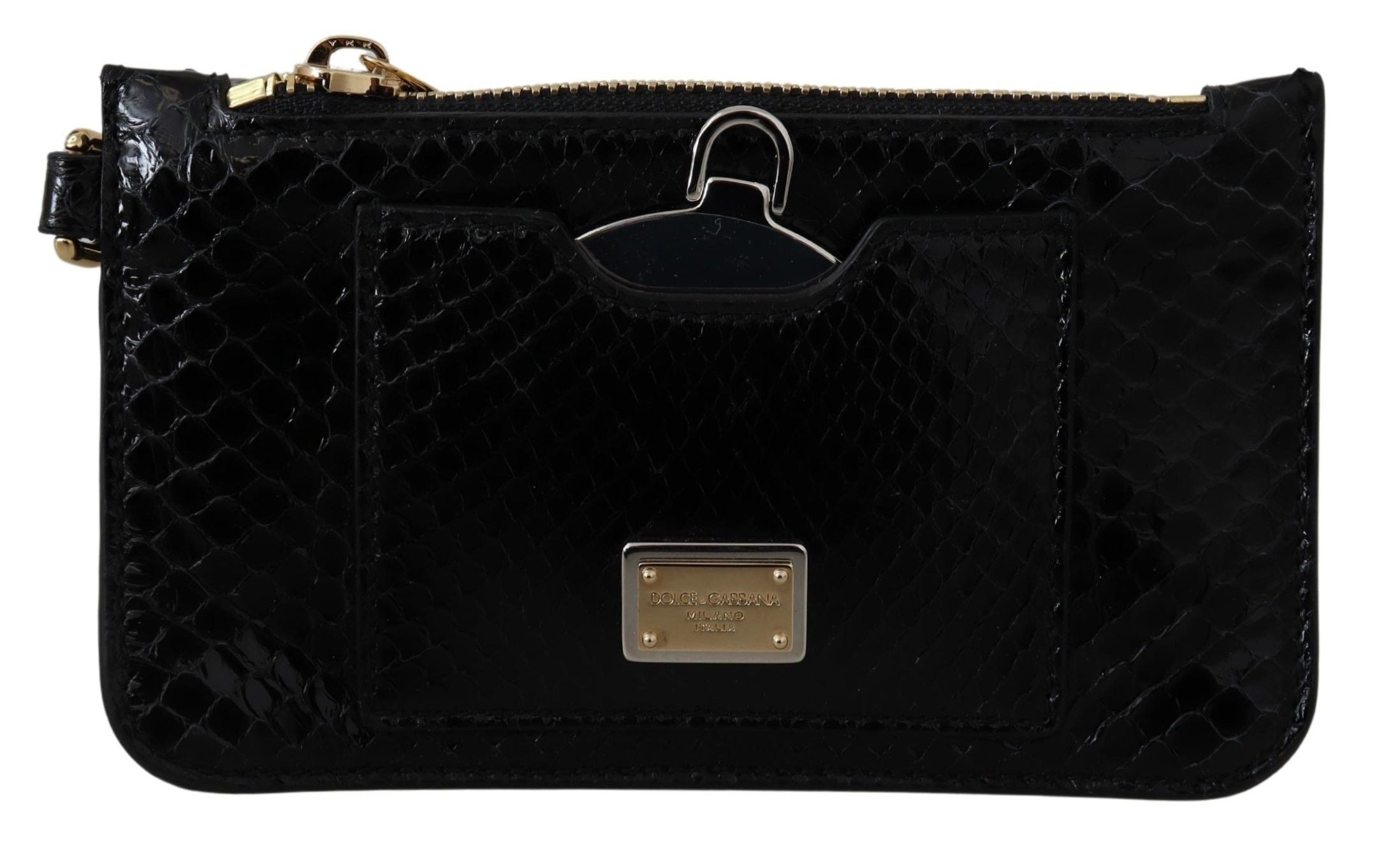 Dolce & Gabbana Schwarzes Leder Portemonnaie Handtäschchen Spiegel Agnese Brieftasche