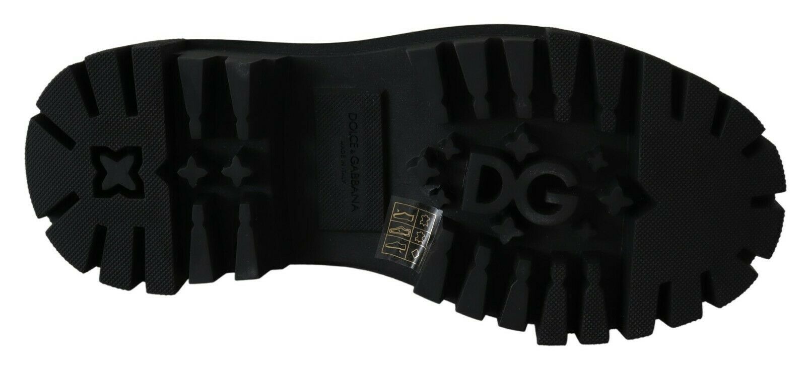 Dolce & Gabbana Schwarze Leder-Kristall-Kampfstiefel