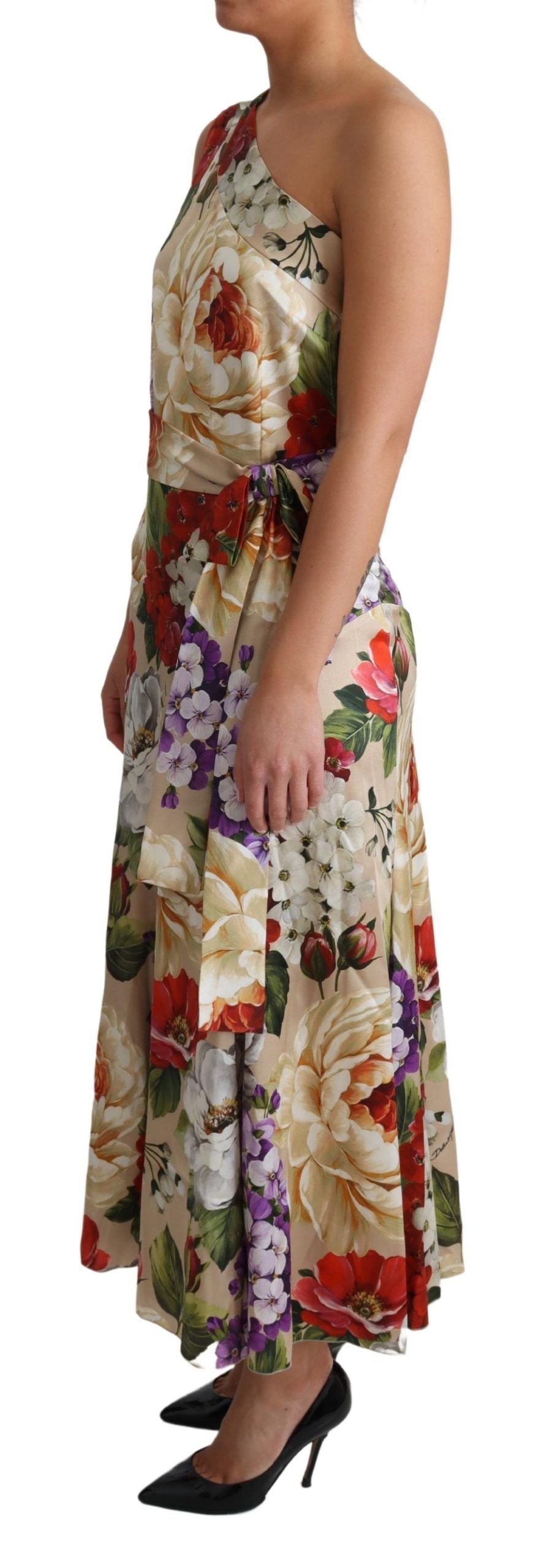 Dolce & Gabbana Print Seiden-Stretch-One-Shoulder-Kleid Floral