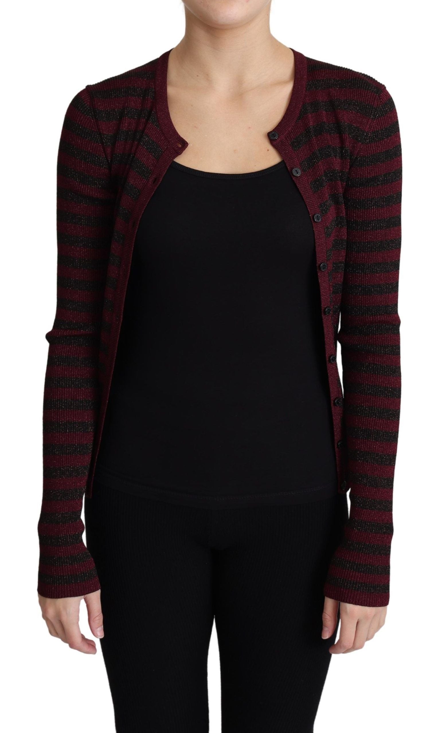 Dolce & Gabbana Schwarz-rot gestreifter Viskose-Strickpulli