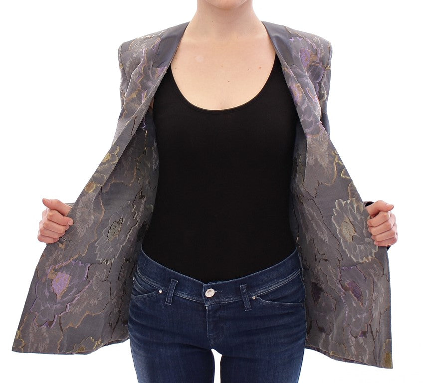 Roberto Fragata Multicolor Blazer aus geblümter Seide und Baumwolle