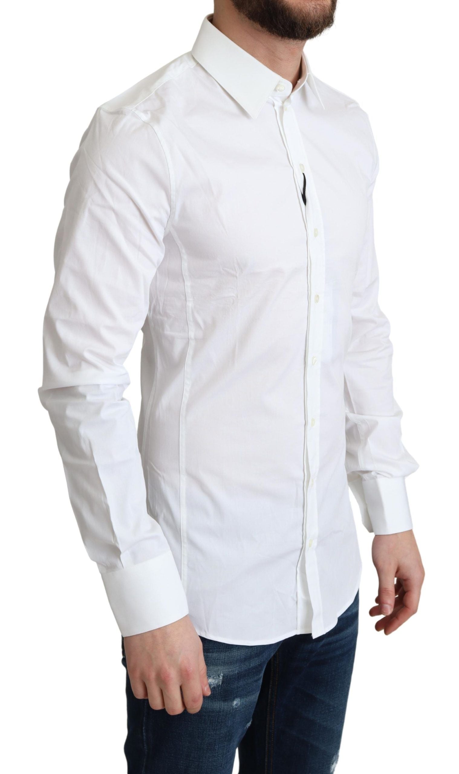 Dolce & Gabbana Weißes Baumwoll-Stretch-Hemd für Männer SICILIA Formal