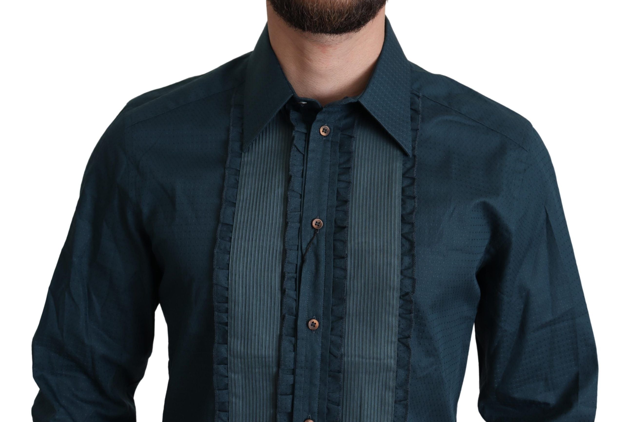 Dolce & Gabbana Blaues Baumwollhemd mit Knopfleiste Formelles Hemd