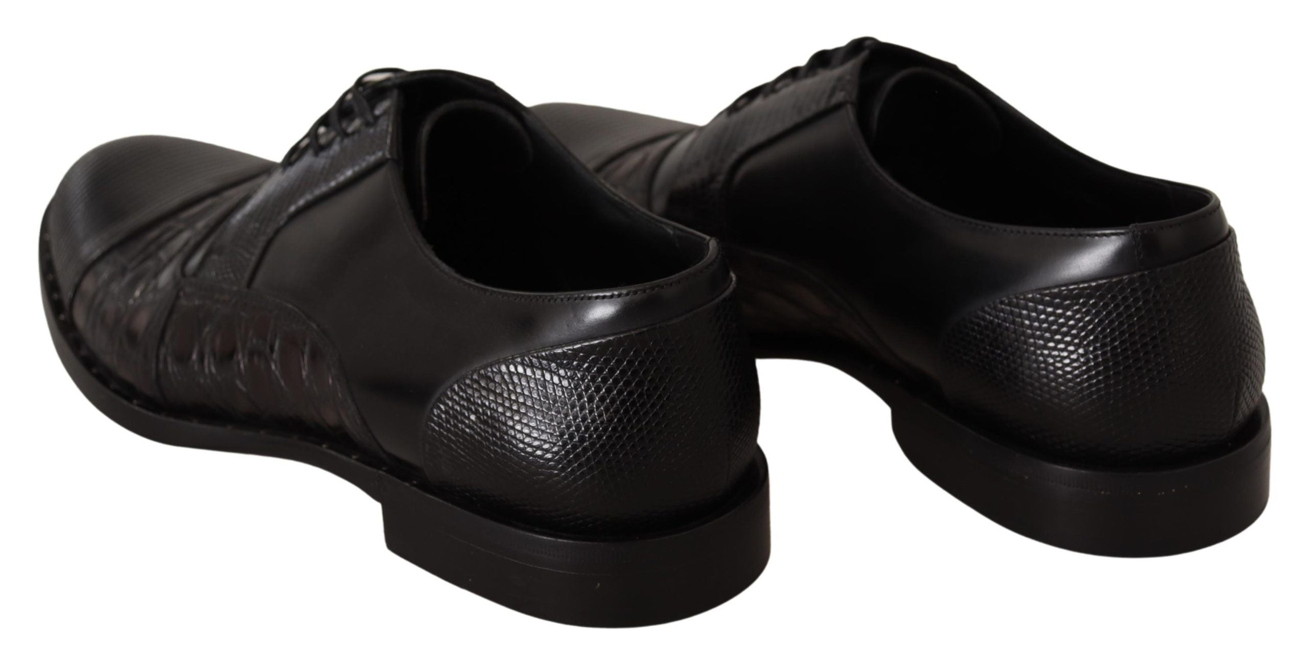 Dolce & Gabbana Schwarzes Leder Exotische Felle Formelle Schuhe