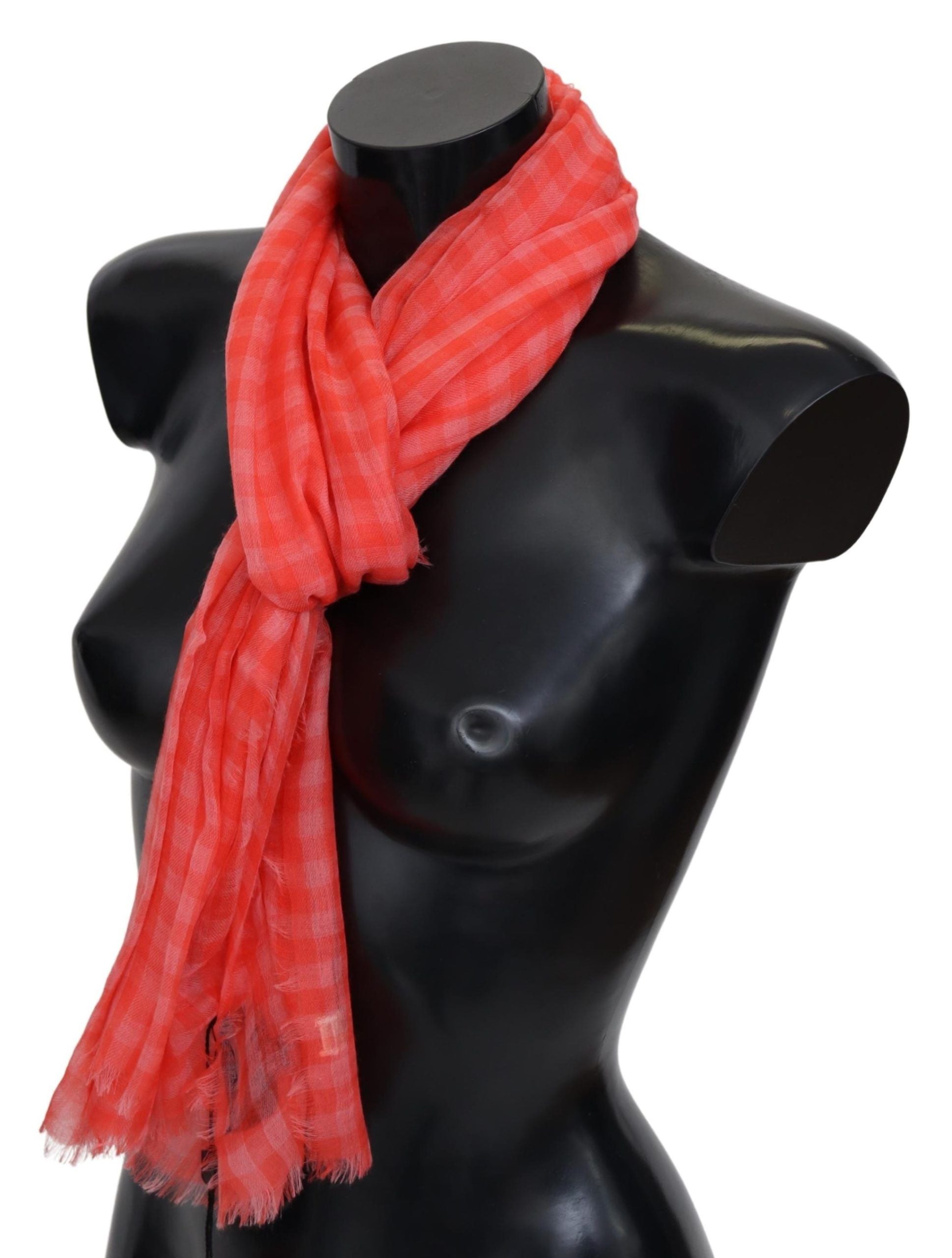 Missoni Orange kariertes Kaschmir Unisex-Wickeltuch mit Fransen
