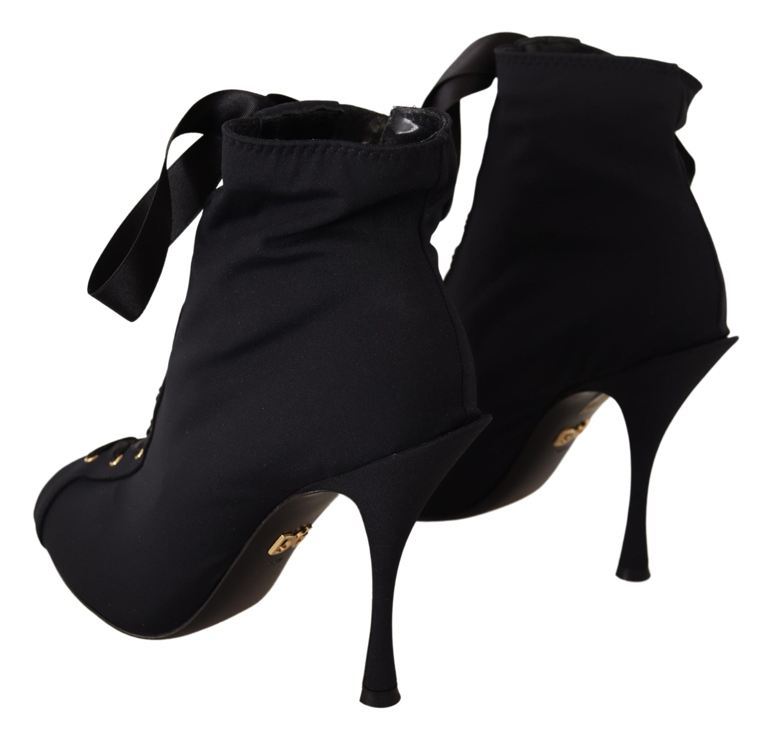 Dolce & Gabbana Schwarze kurze Stretch-Stiefel Schuhe
