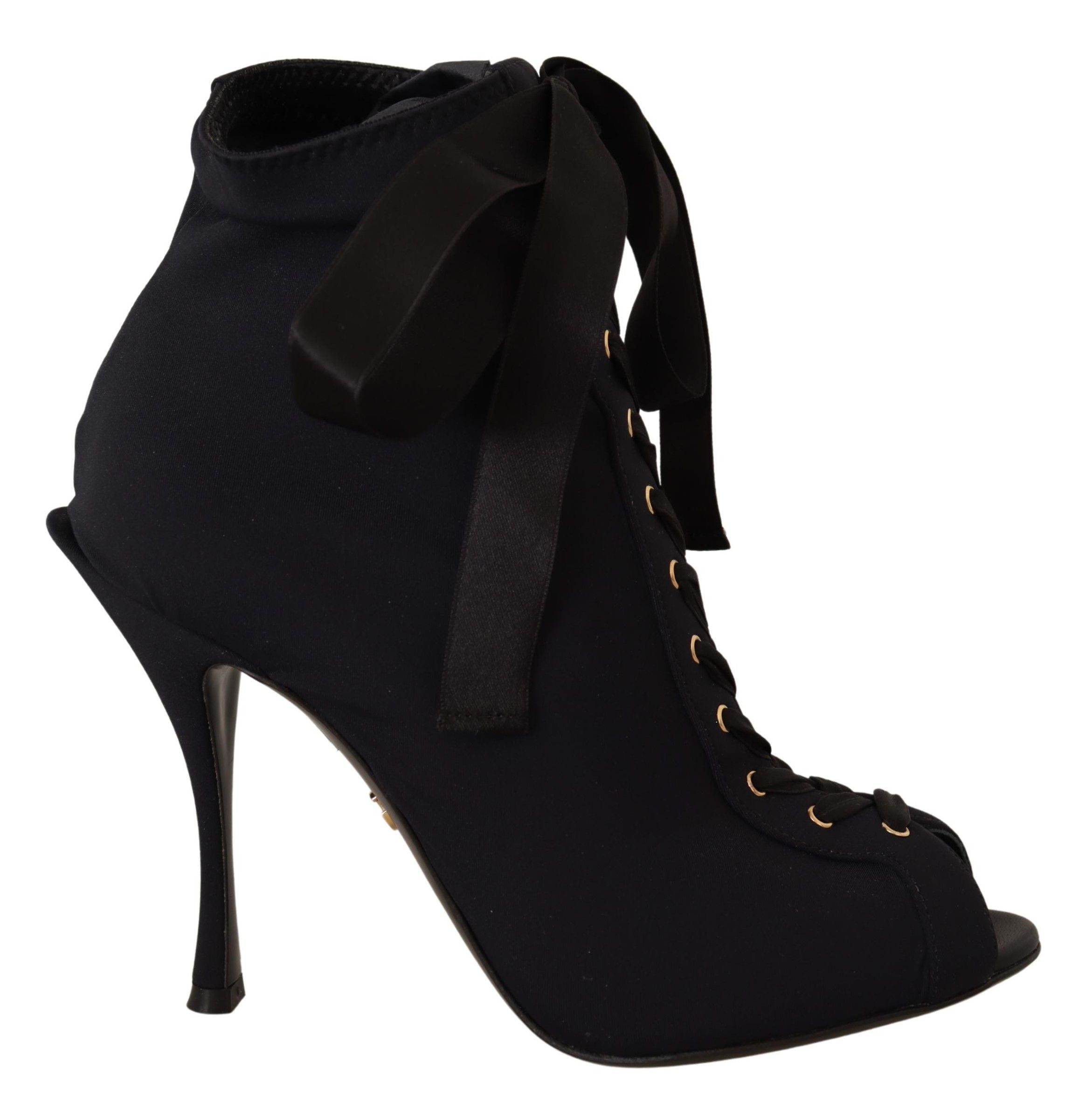 Dolce & Gabbana Schwarze kurze Stretch-Stiefel Schuhe