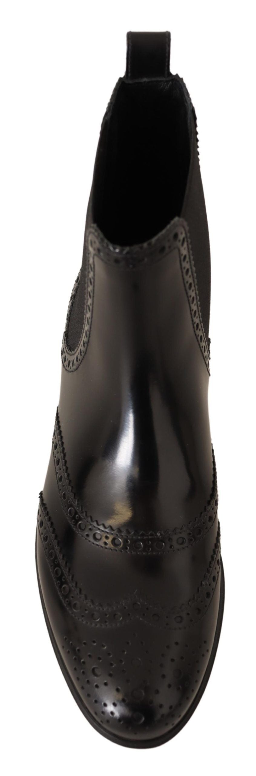 Dolce & Gabbana Schwarz Leder Knöchel hohe flache Stiefel Schuhe