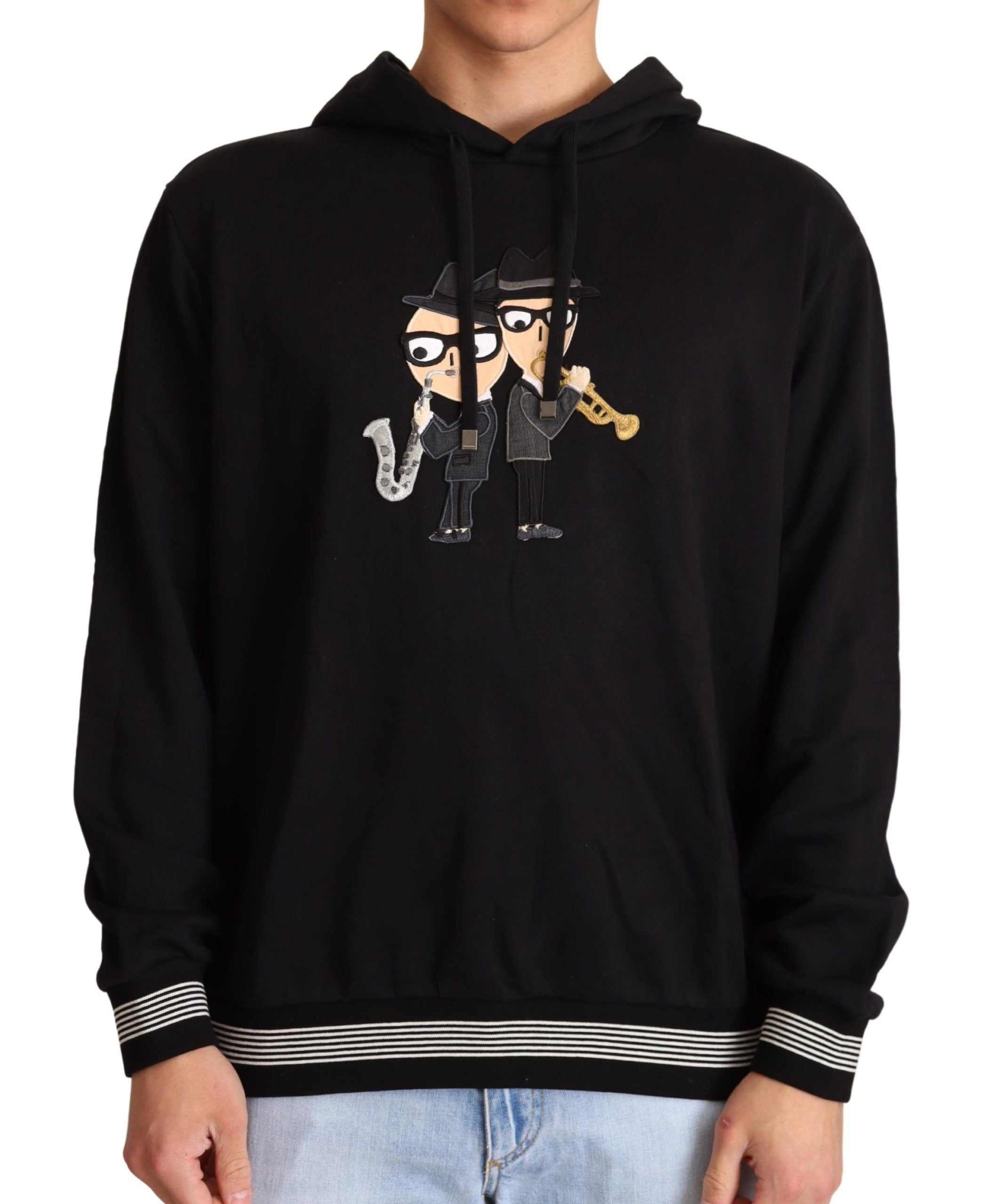 Dolce & Gabbana Schwarzer Baumwoll-Kapuzenpullover #dgfamily