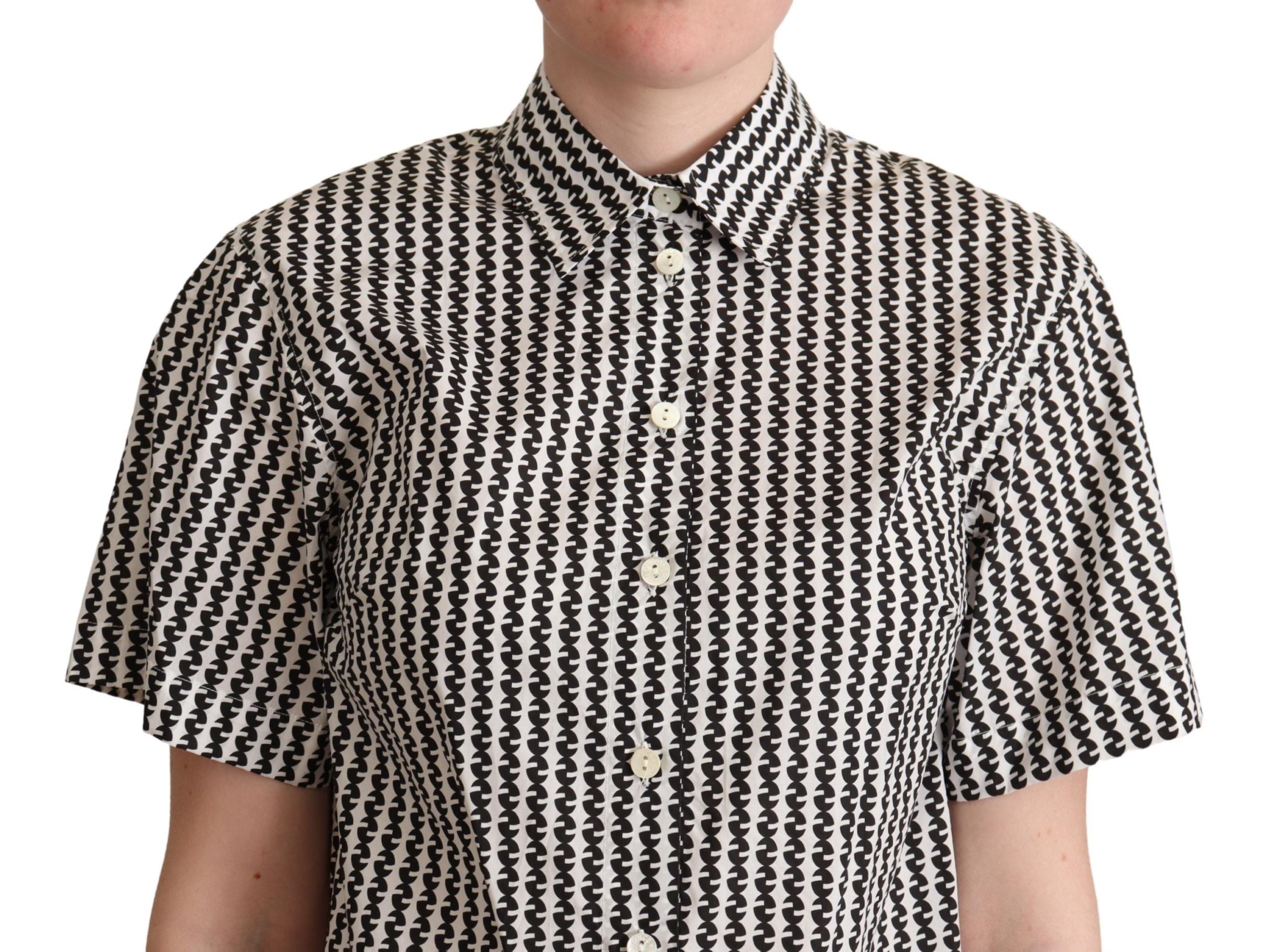 Dolce & Gabbana Weiß Schwarz Fantasie Muster Shirt