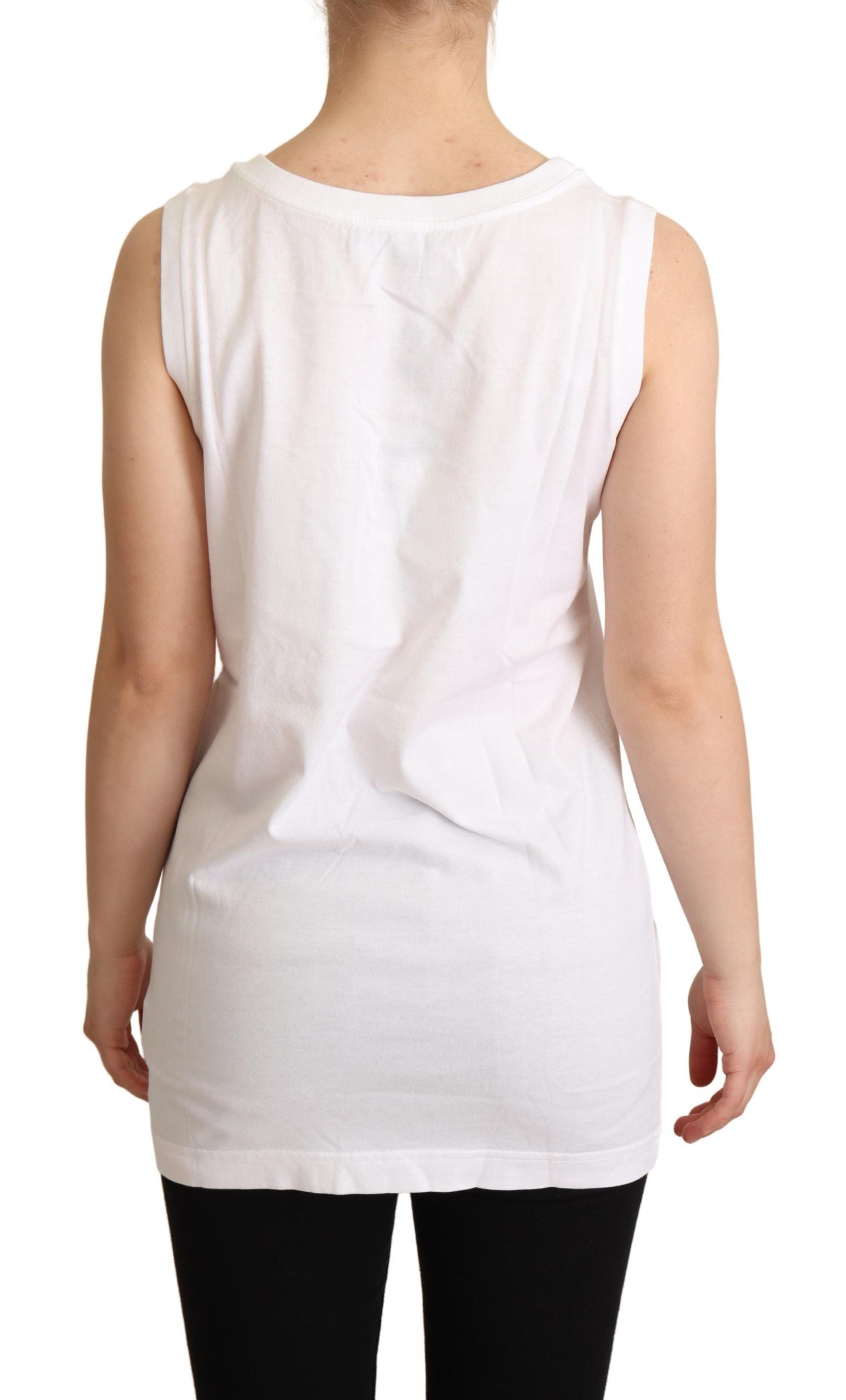 Dolce & Gabbana Weißes La Moda Kristall-Tank-T-Shirt