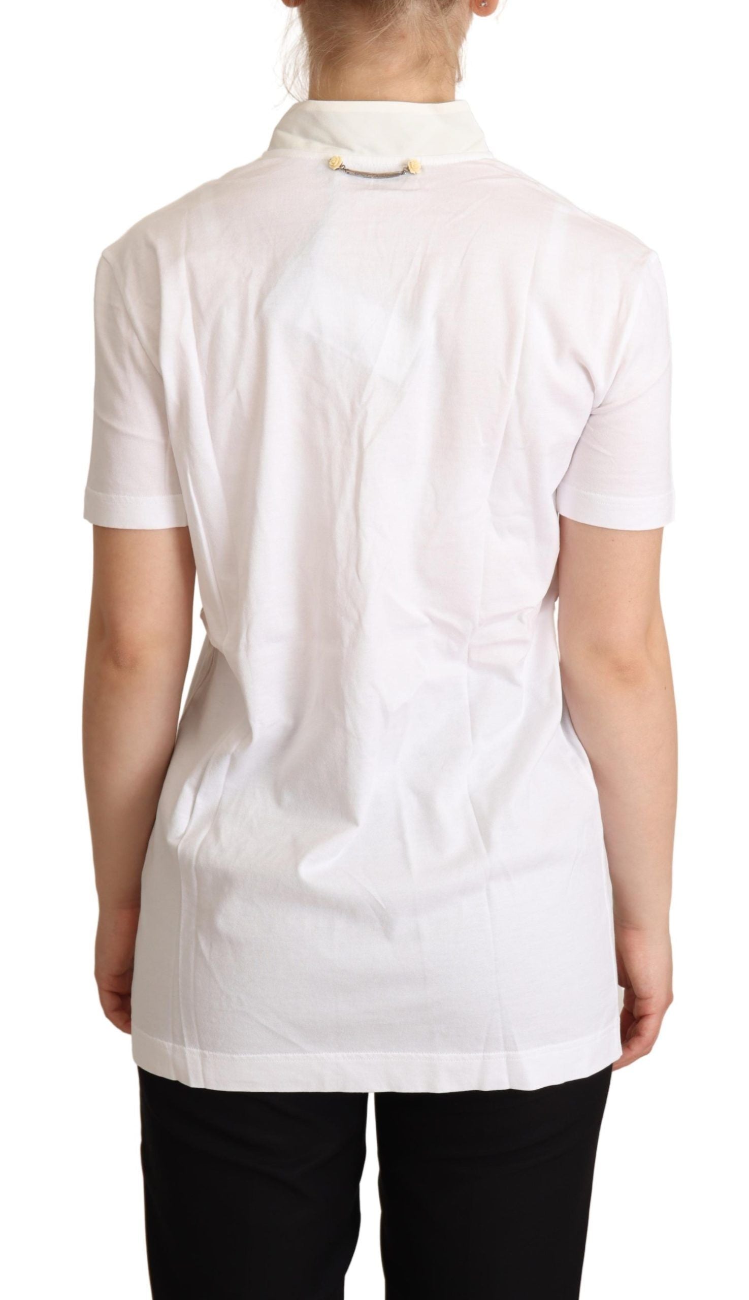Dolce & Gabbana Weißes Baumwoll-Seiden-T-Shirt I'm In Love Top