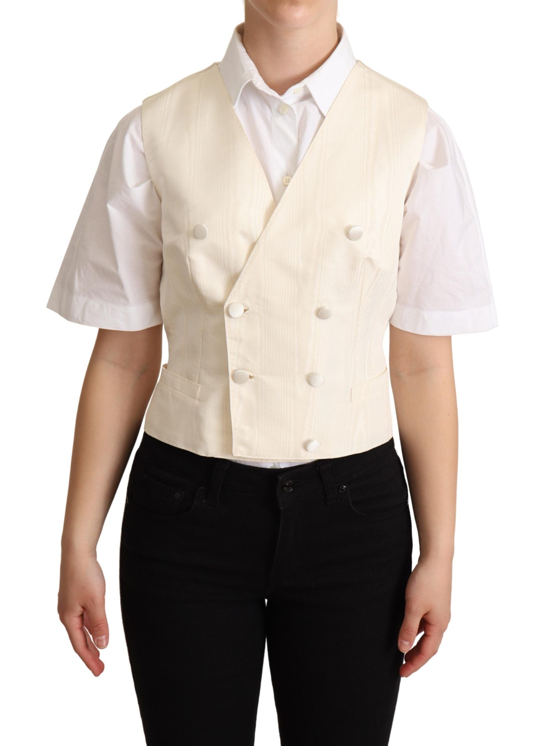 Dolce & Gabbana Beige Seidenweste ärmellos Weste
