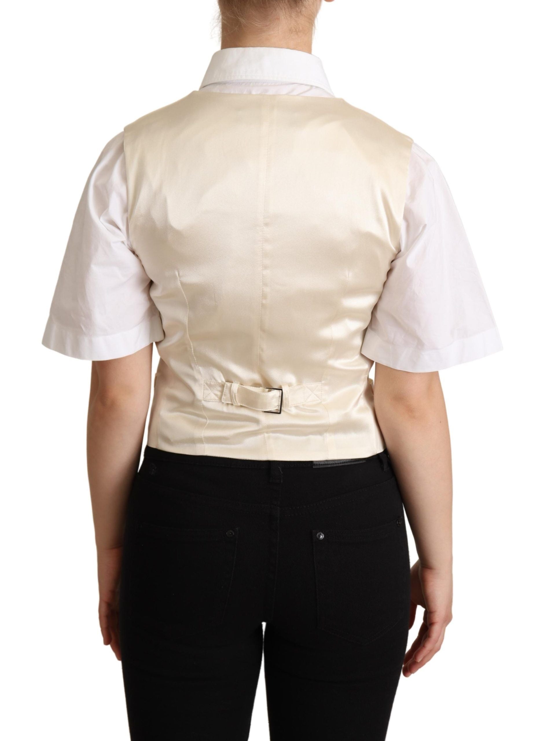 Dolce & Gabbana Beige Seidenweste ärmellos Weste