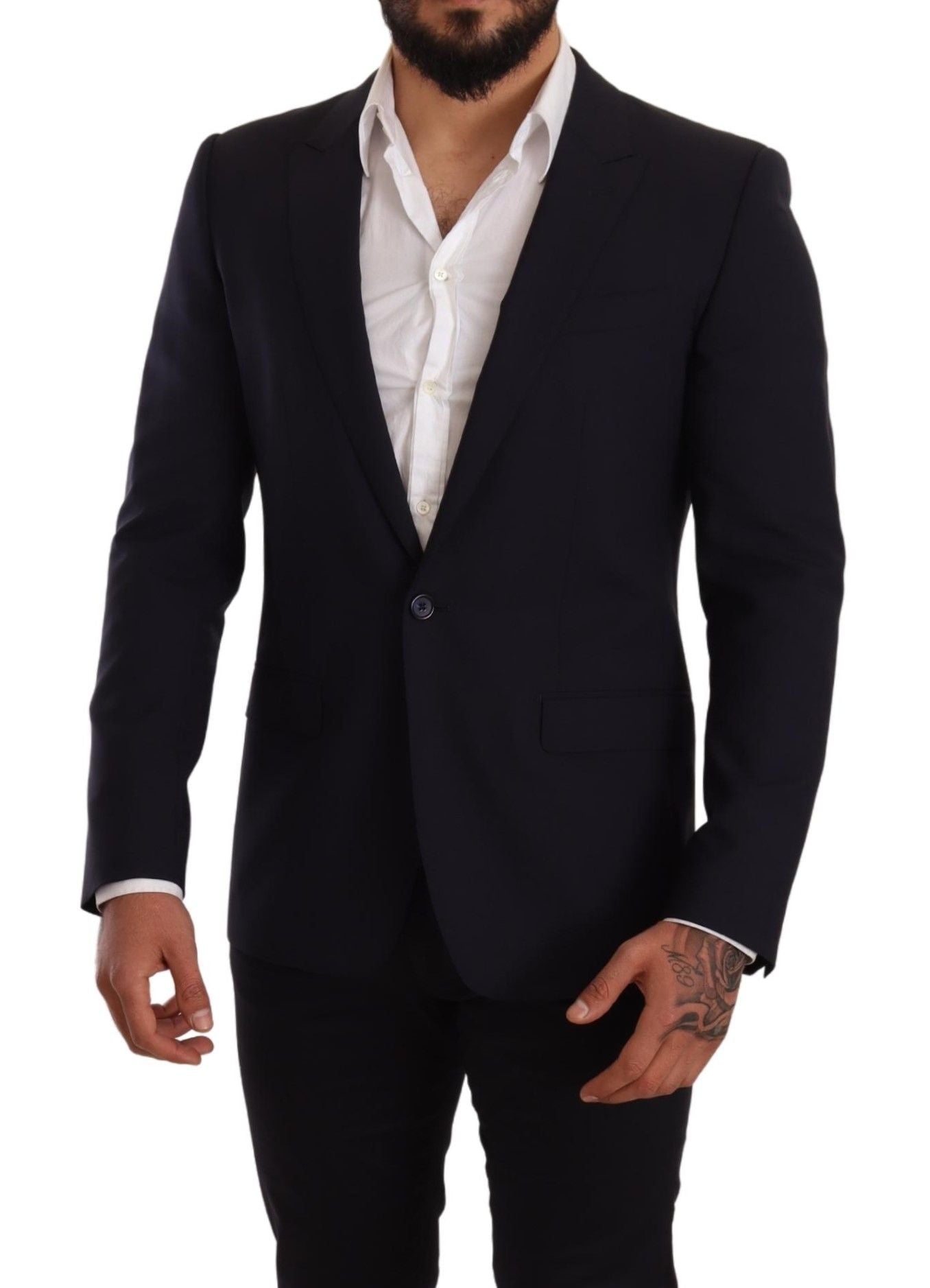 Dolce & Gabbana Marineblauer schmal geschnittener MARTINI Blazer aus Wolle