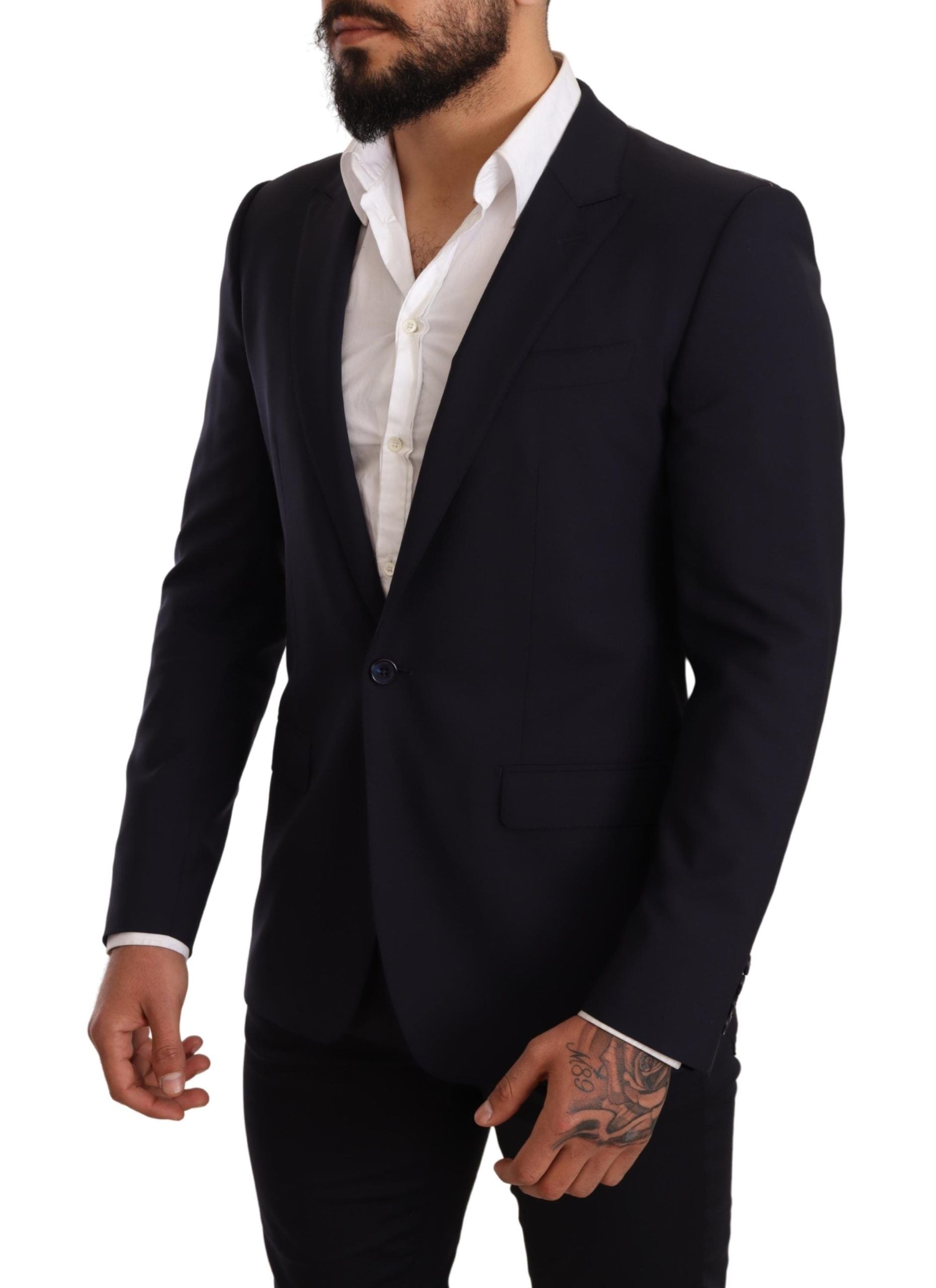 Dolce & Gabbana Marineblauer schmal geschnittener MARTINI Blazer aus Wolle