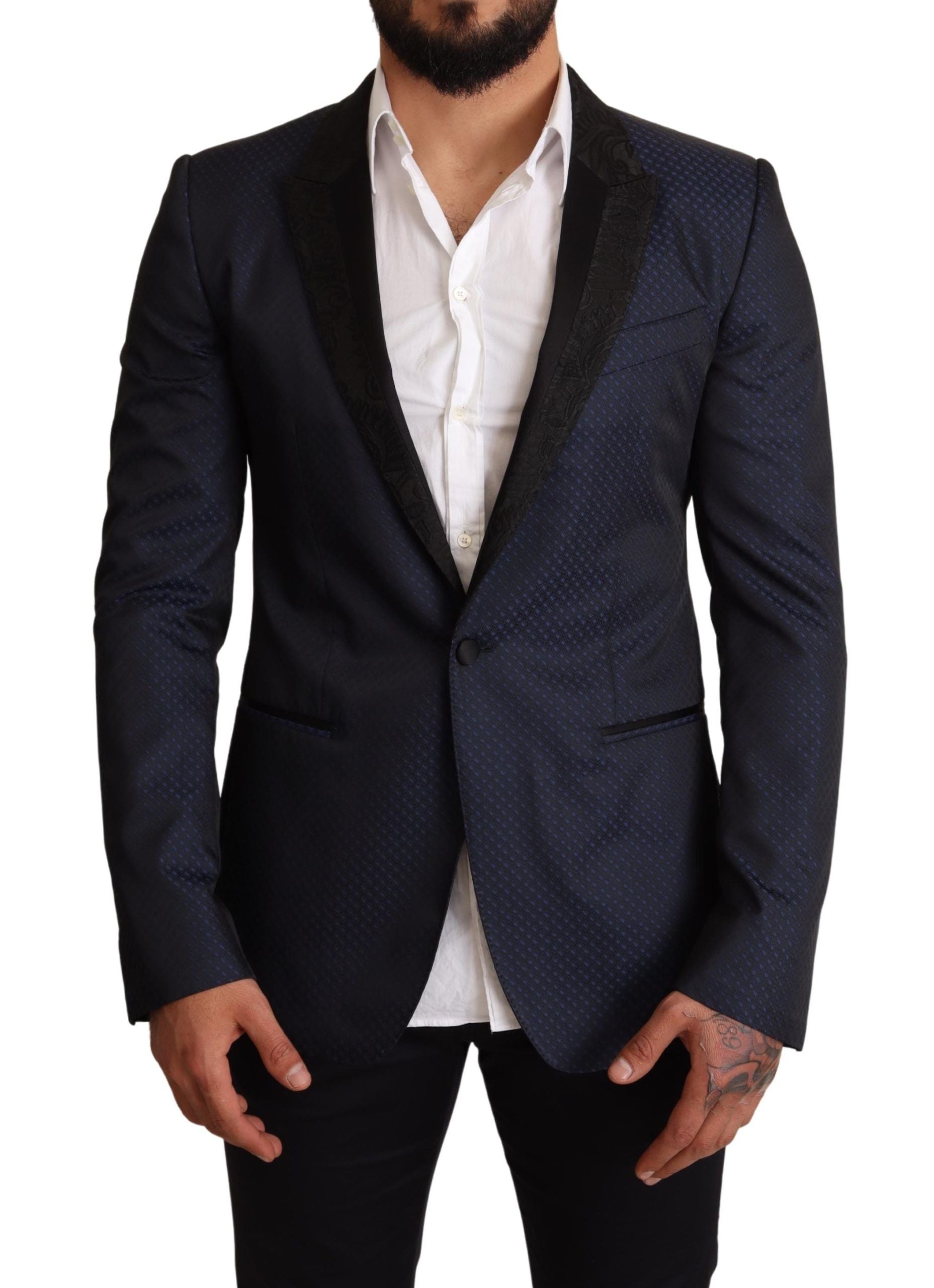 Dolce & Gabbana Blauer Wollblazer mit schmaler Passform MARTINI Blazer Jacket