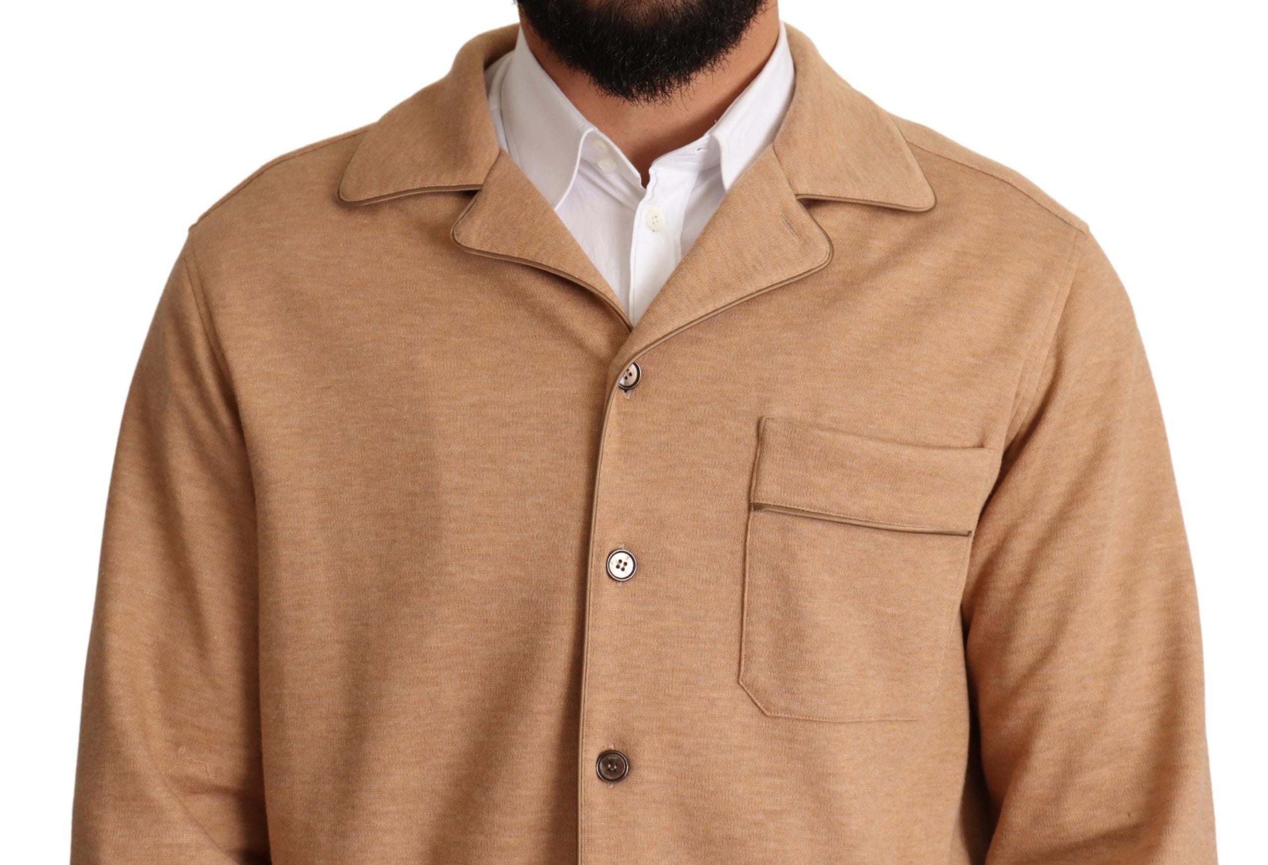 Dolce & Gabbana Brauner Baumwollmantel mit Knopfleiste Jacke