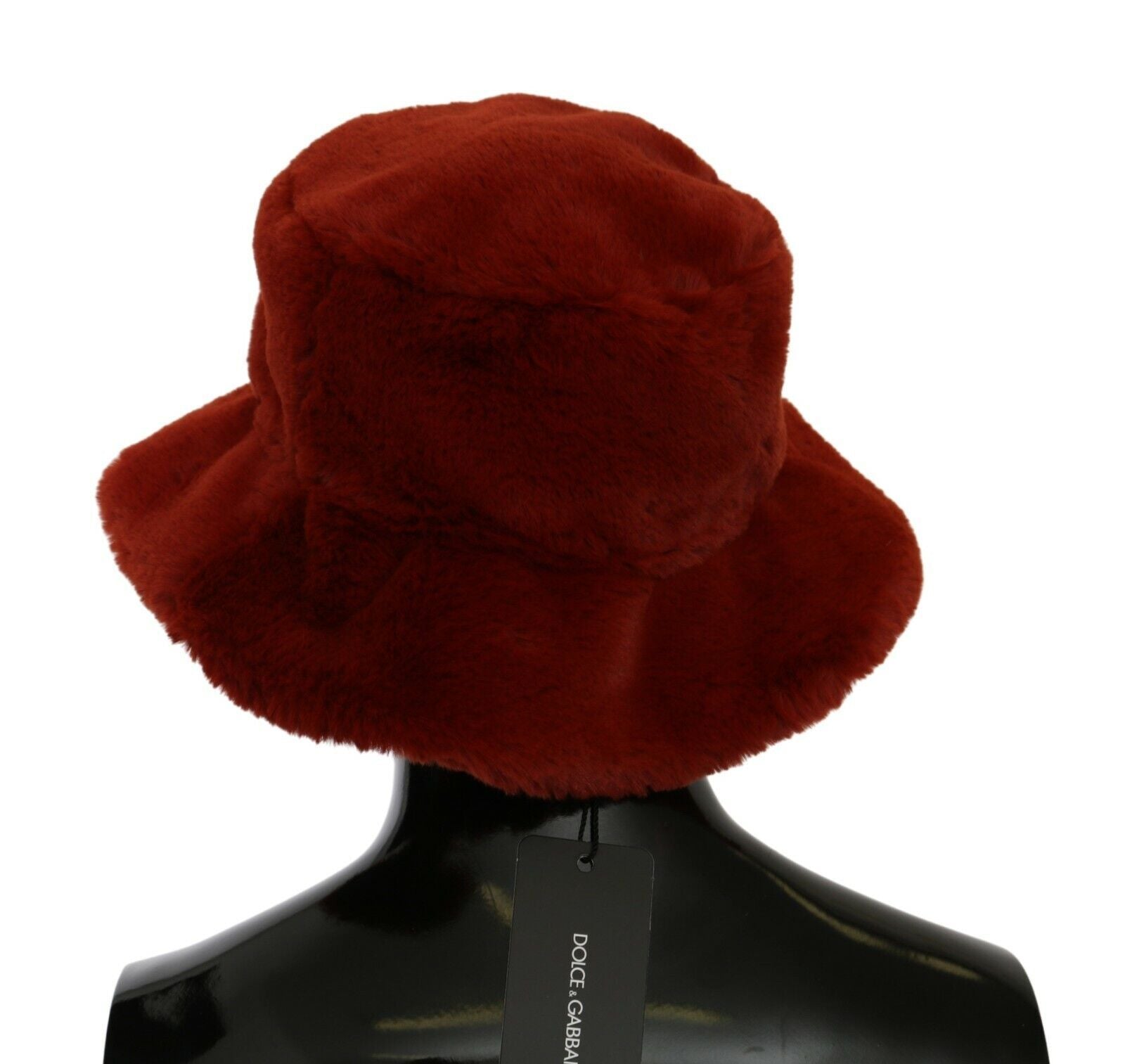 Dolce & Gabbana Rot Bordeaux Pelz breite Krempe Eimer Hut
