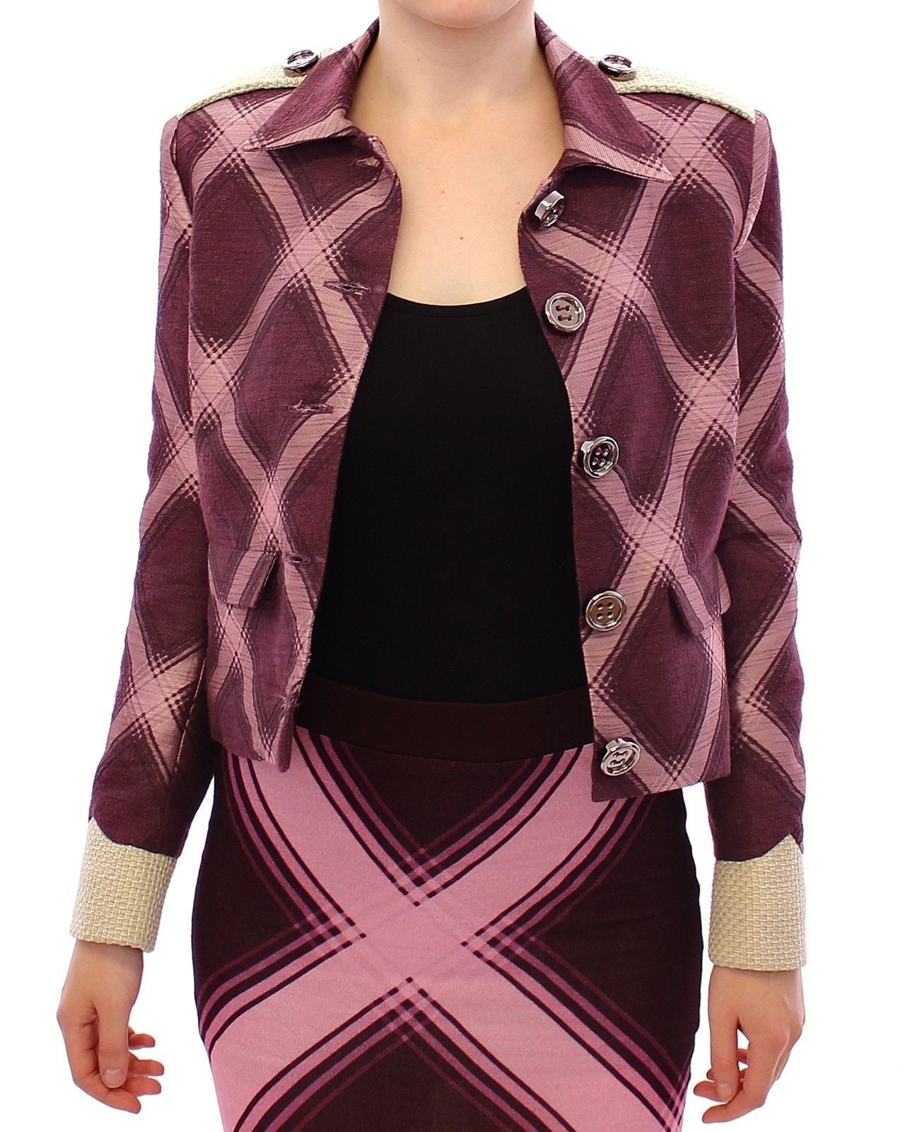 House of Holland Karo Trenchcoat Blazer Lila Jacke