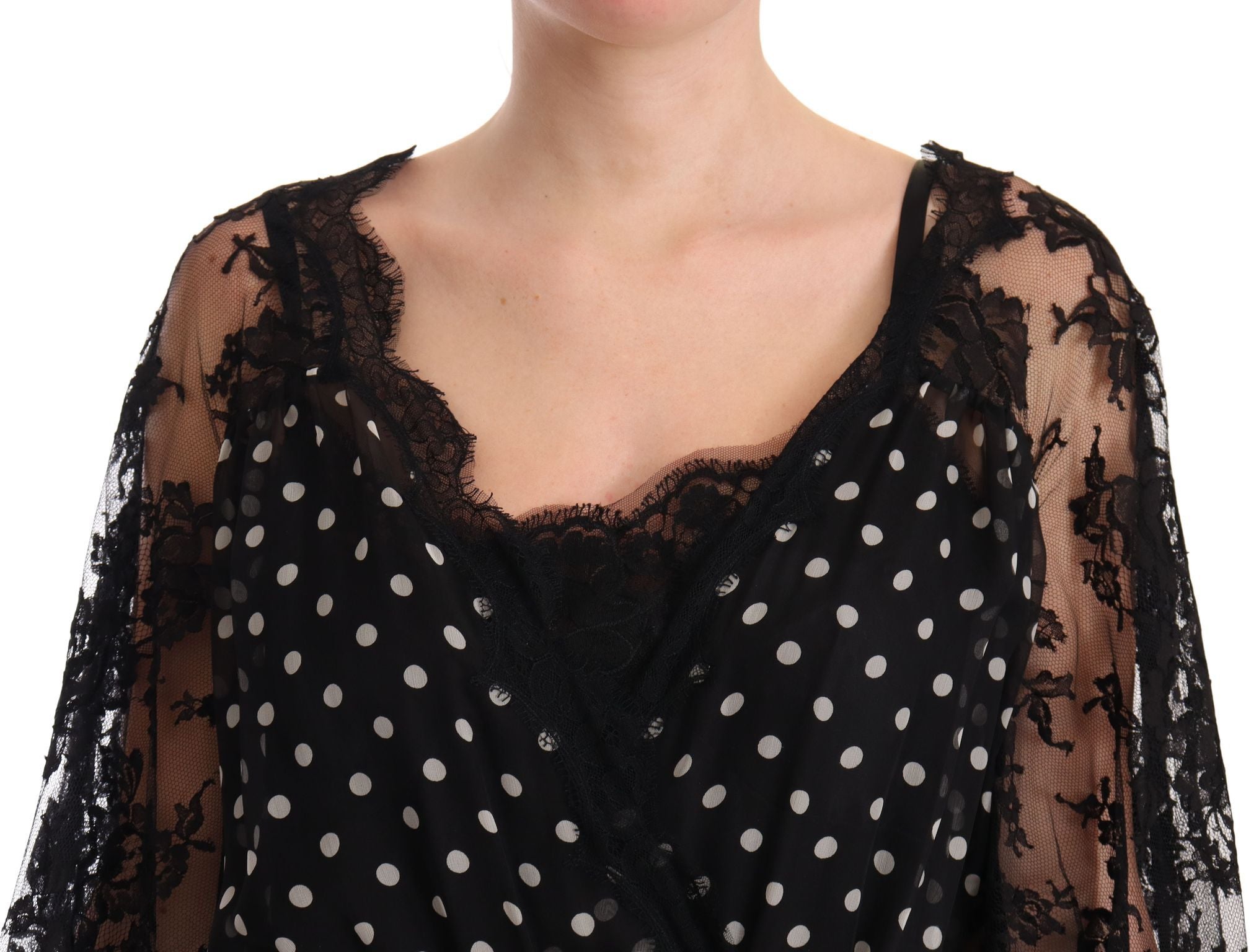 Dolce & Gabbana Schwarzes Maxi-Capri-Kleid mit geblümter Spitze