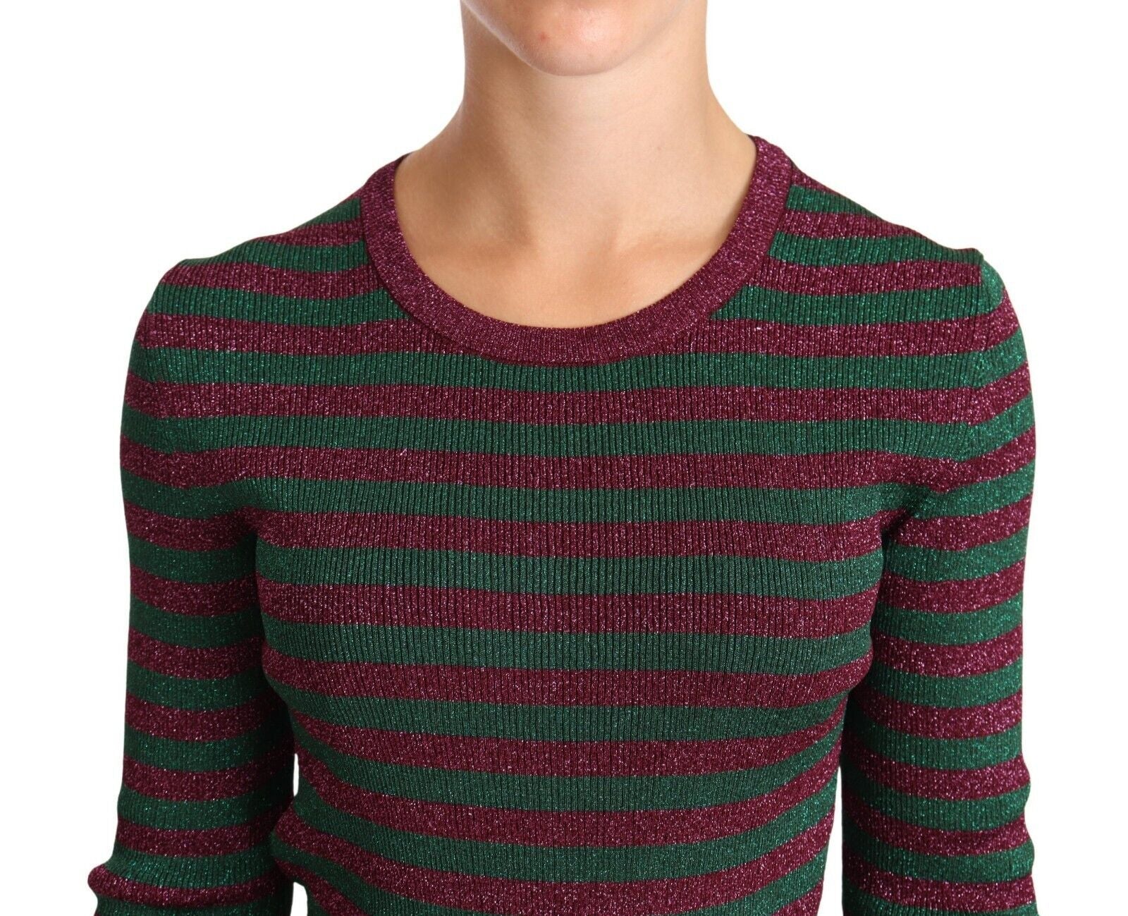 Dolce & Gabbana Mehrfarbig gestreifter Pullover mit Rundhalsausschnitt
