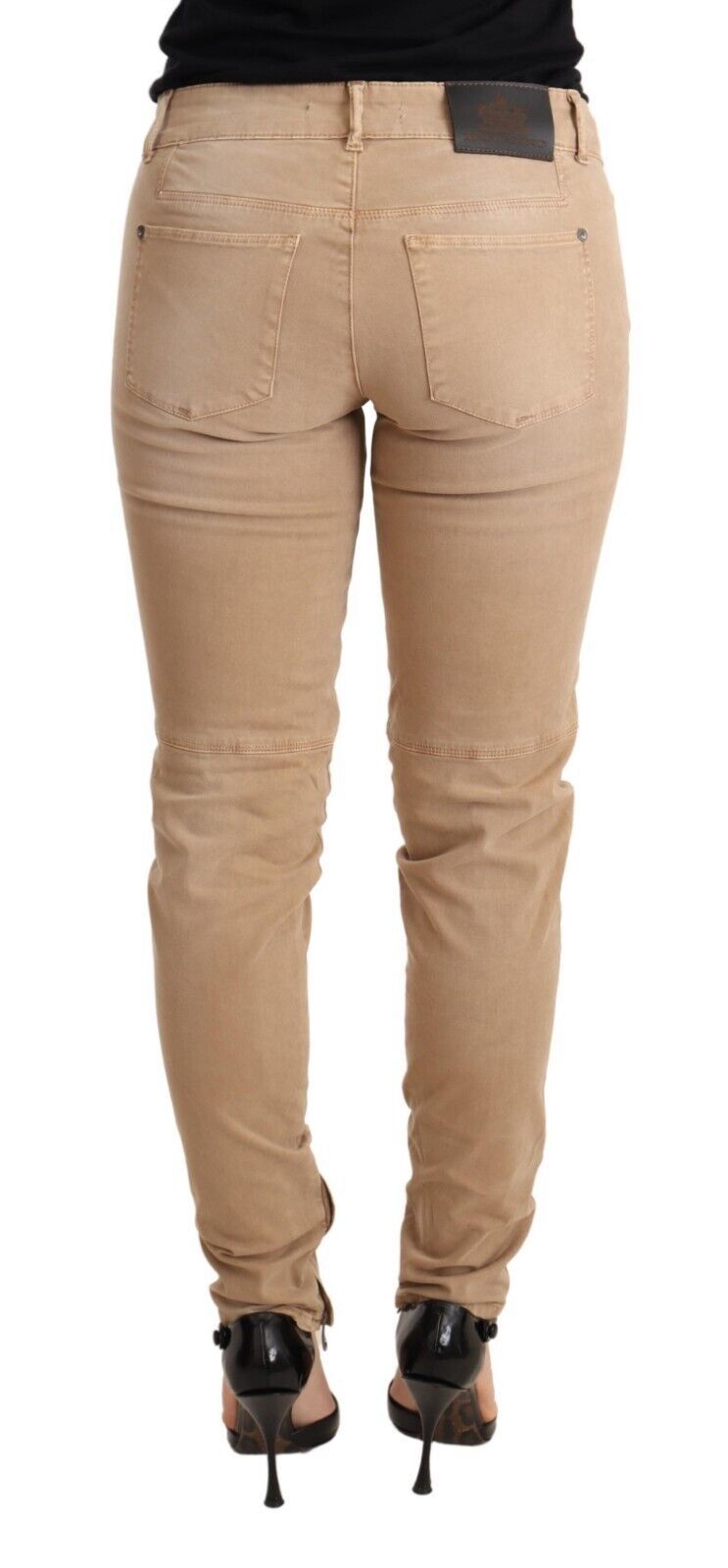Ermanno Scervino Braune Skinny-Denim-Hose mit niedriger Taille Baumwolljeans