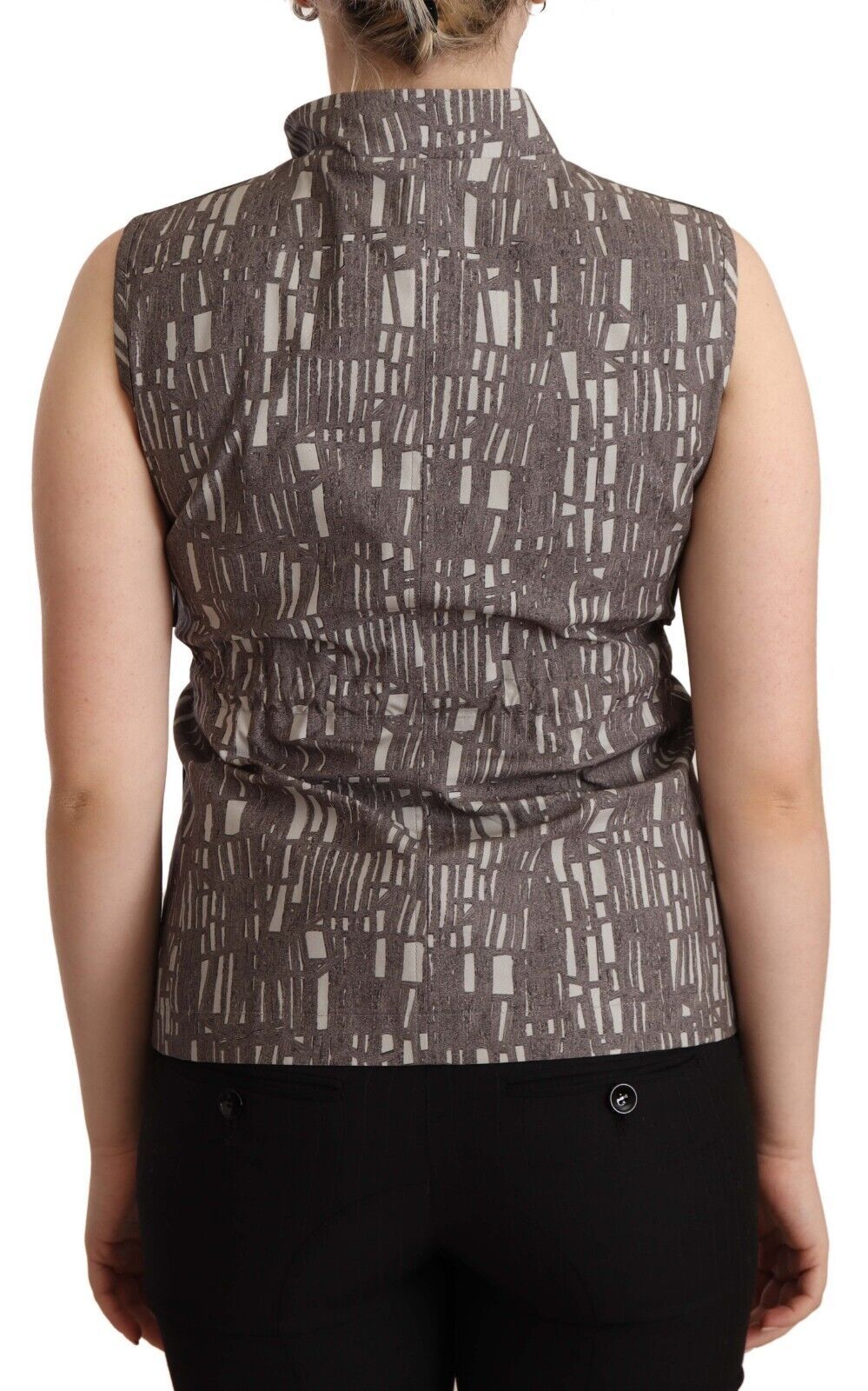 Comeforbreakfast Braun Schwarz Weste Leder Ärmelloses Top Bluse
