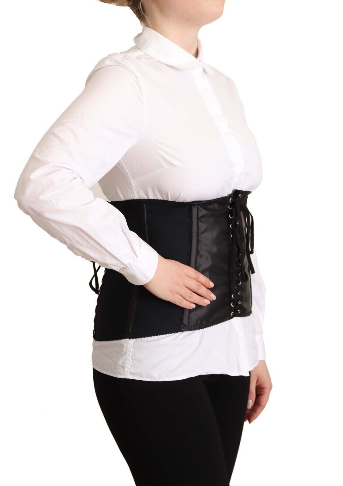 Dolce & Gabbana Schwarzes Korsett Gürtel Stretch Taille Riemen Top