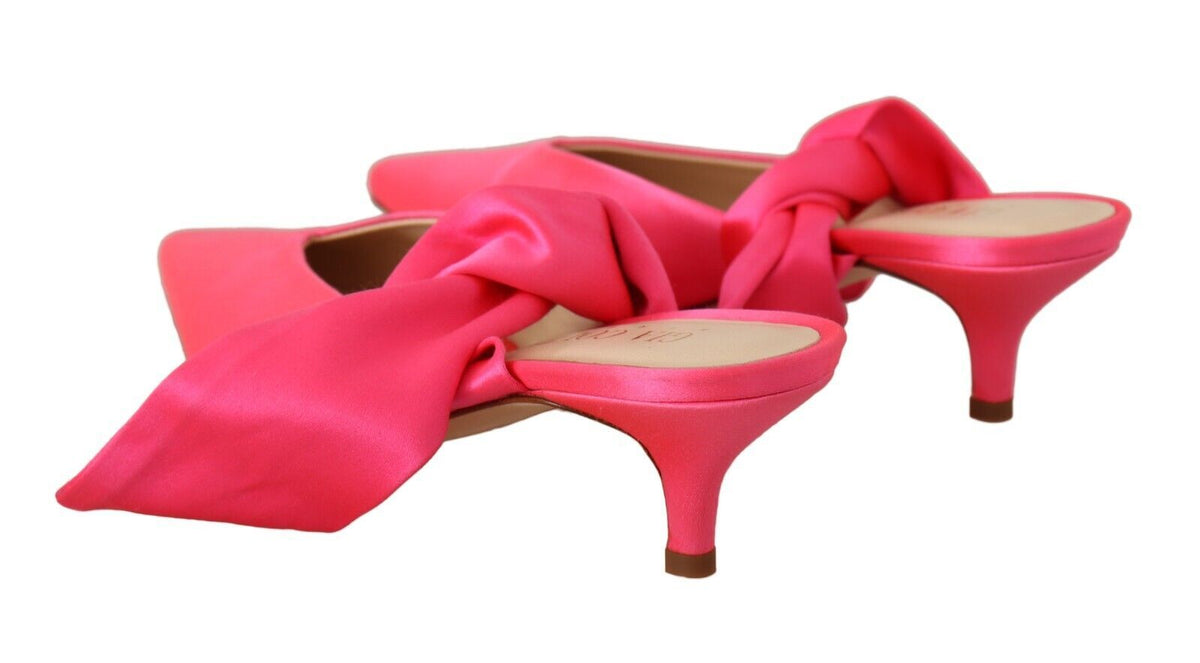 GIA COUTURE Rosa Leder Lace Up Kitten Heels Pumps Schuhe