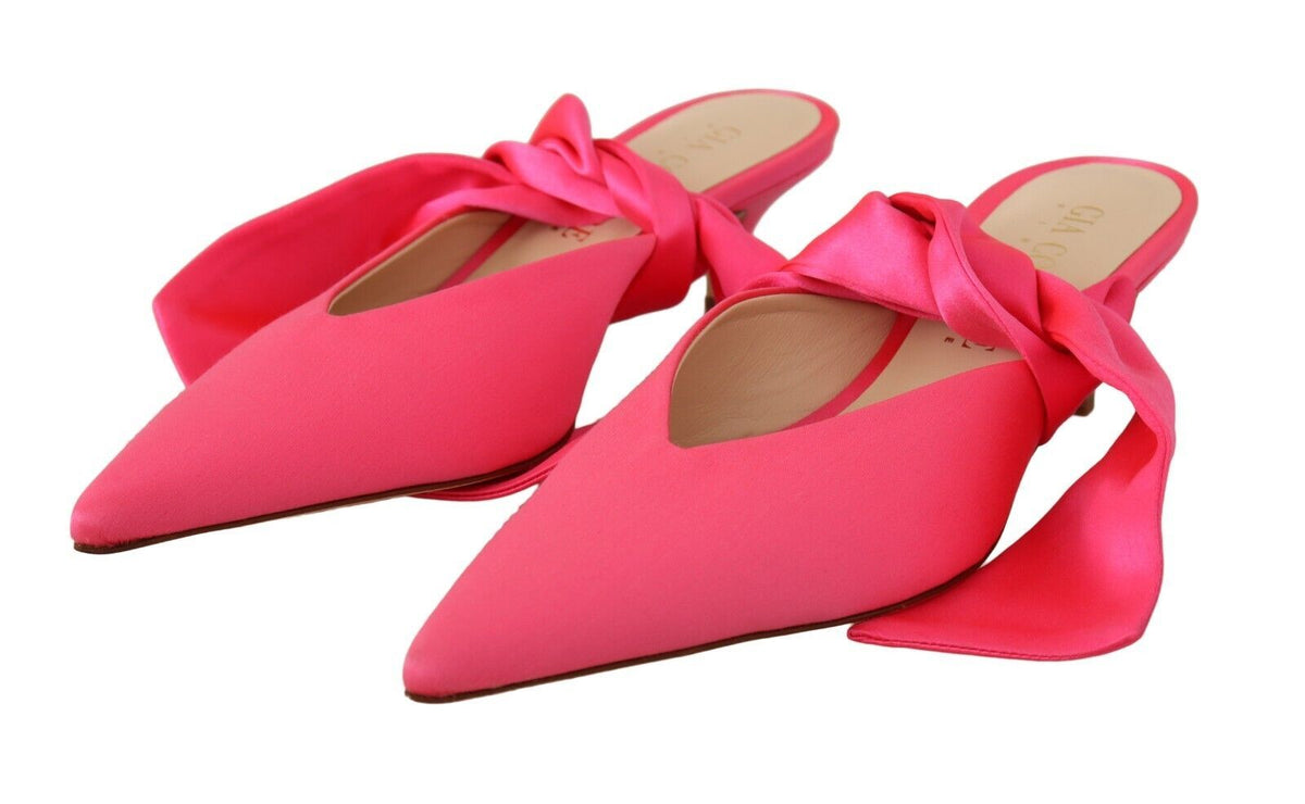 GIA COUTURE Rosa Leder Lace Up Kitten Heels Pumps Schuhe