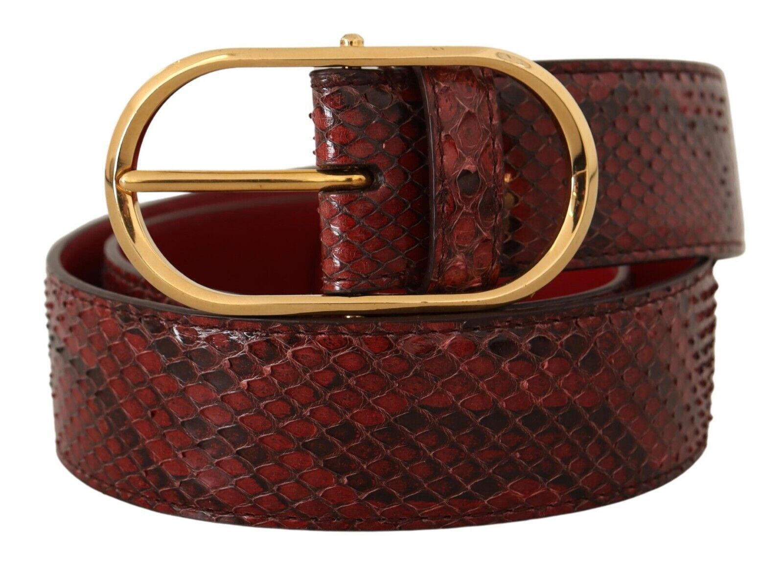 Dolce & Gabbana Roter Exotenledergürtel mit ovaler Schnalle