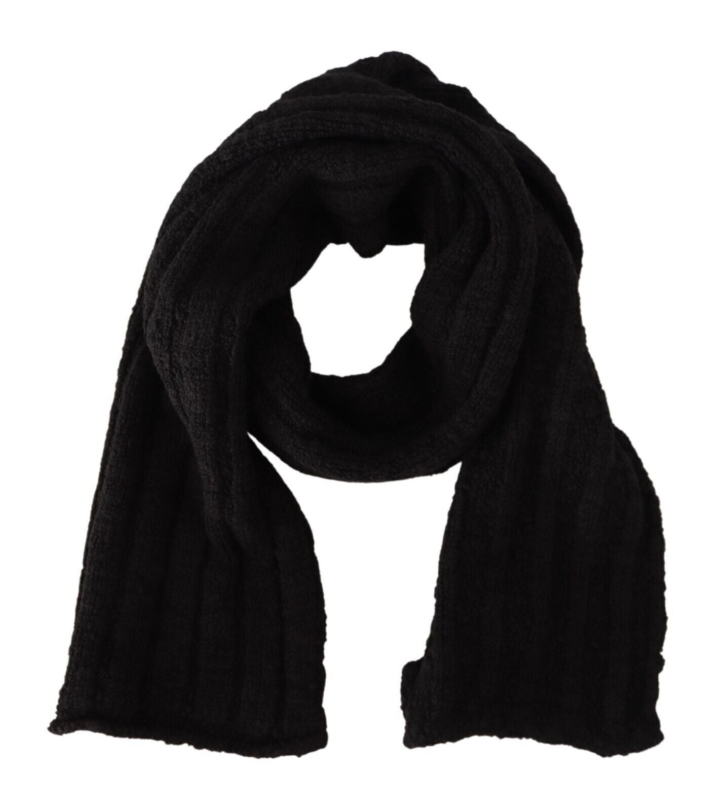 Dolce & Gabbana Schwarzer Schurwolle gestrickter Unisex-Wärmer-Schal