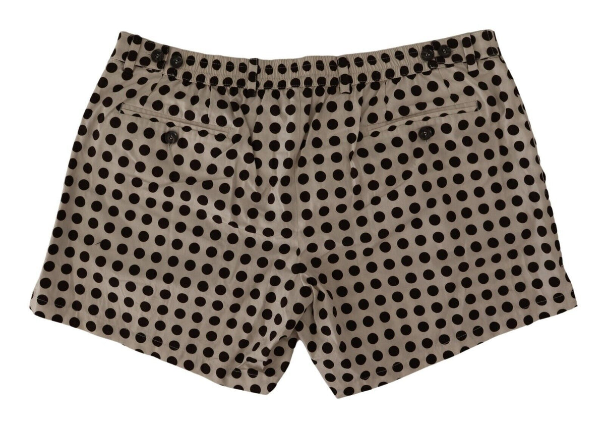Dolce & Gabbana Schwarz-weiß gepunktete Baumwoll-Leinen-Shorts