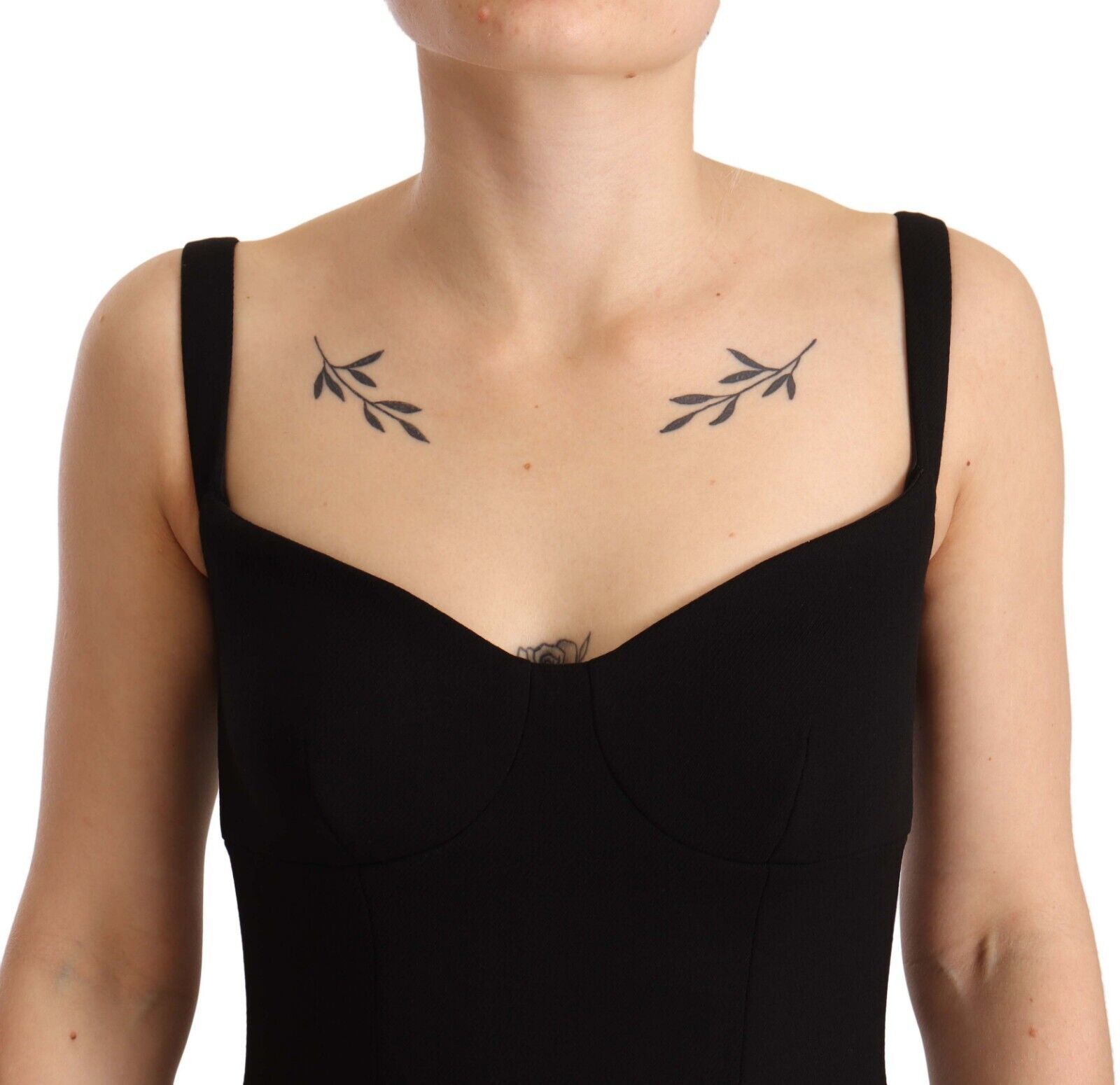 Dolce & Gabbana Schwarzes ausgestelltes Stretch-Scheidenkleid aus Wolle