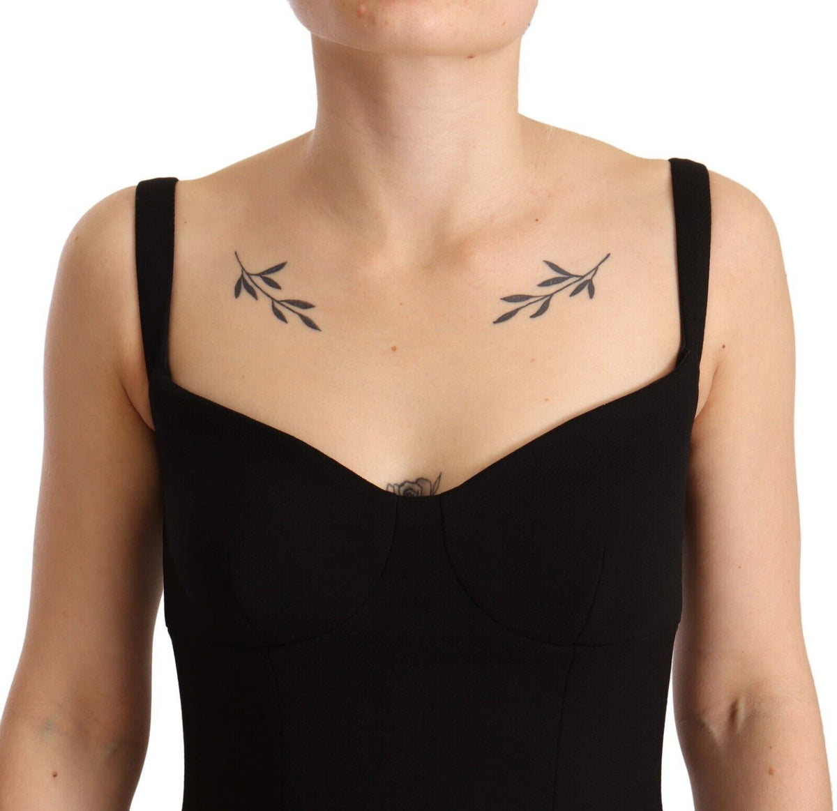 Dolce & Gabbana Schwarzes ausgestelltes Stretch-Scheidenkleid aus Wolle