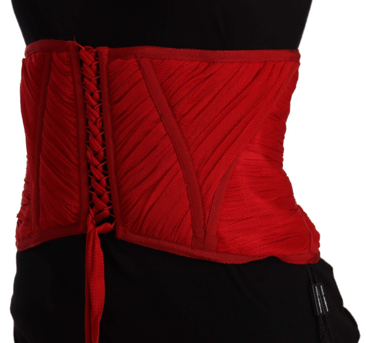 Dolce & Gabbana Rotes Korsett Gürtel Stretch Taille Riemen Seide Top