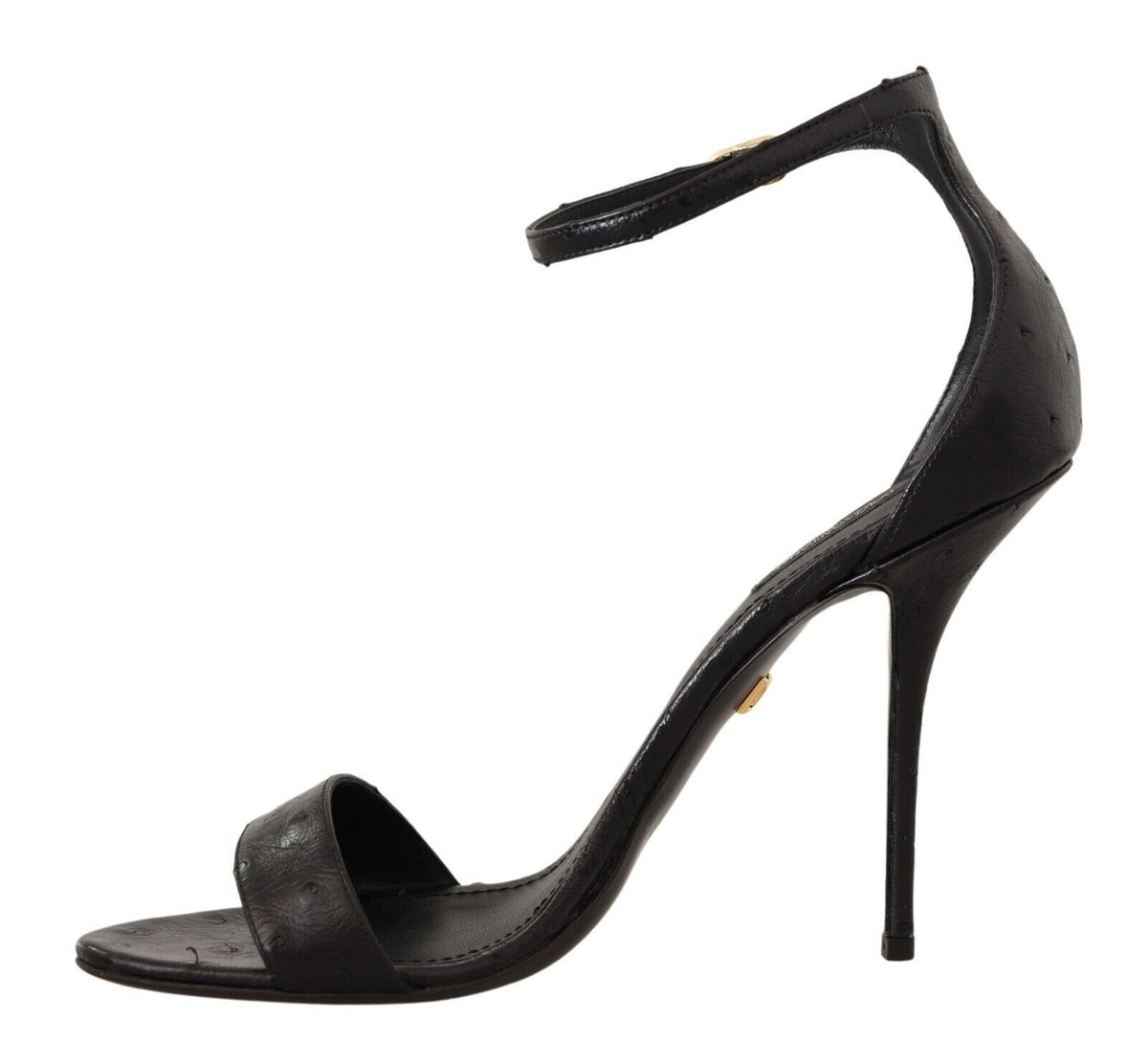 Dolce & Gabbana Schwarz Strauß Knöchelriemen Heels Sandalen Schuhe