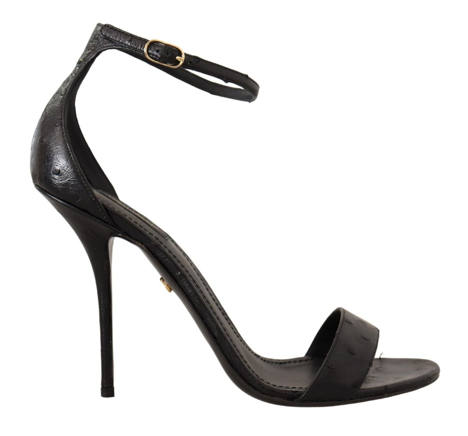 Dolce & Gabbana Schwarz Strauß Knöchelriemen Heels Sandalen Schuhe