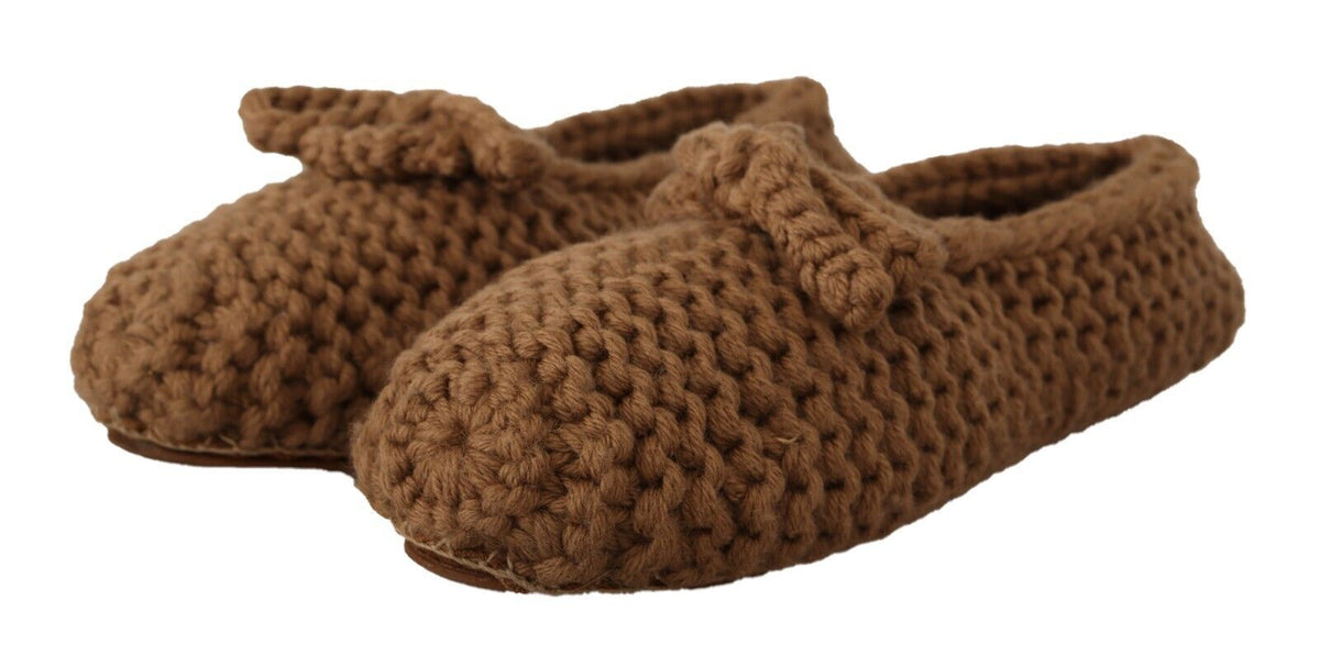 Dolce & Gabbana Braun Slip On Ballerina Flats Wolle stricken Schuhe