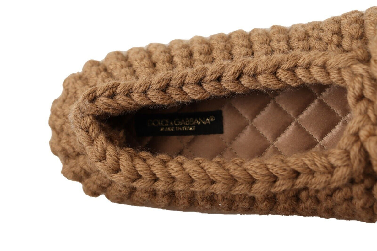 Dolce & Gabbana Braun Slip On Ballerina Flats Wolle stricken Schuhe