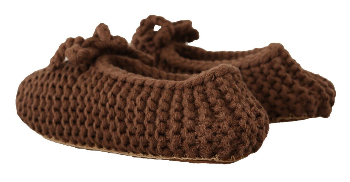 Dolce & Gabbana Braun Slip On Ballerina Flats Wolle stricken Schuhe