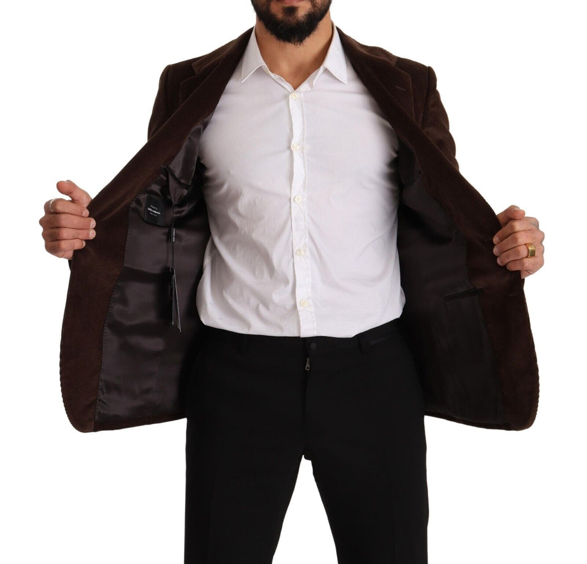 Dolce & Gabbana Brauner Kordmantel DG Logo Blazer