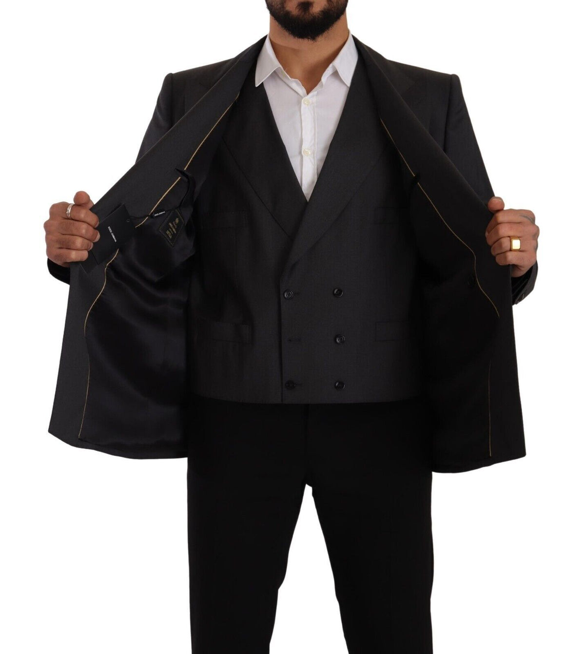 Dolce & Gabbana Grauer zweireihiger SICILIA-Blazer (2 Teile)