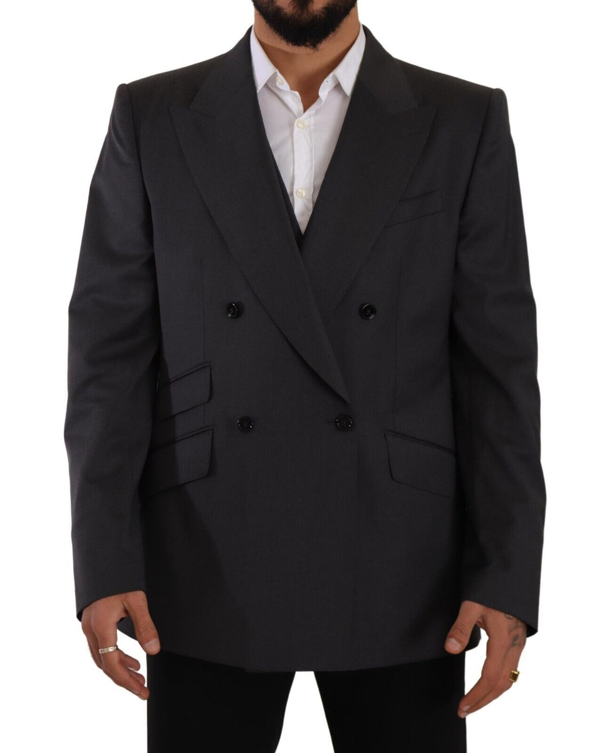 Dolce & Gabbana Grauer zweireihiger SICILIA-Blazer (2 Teile)