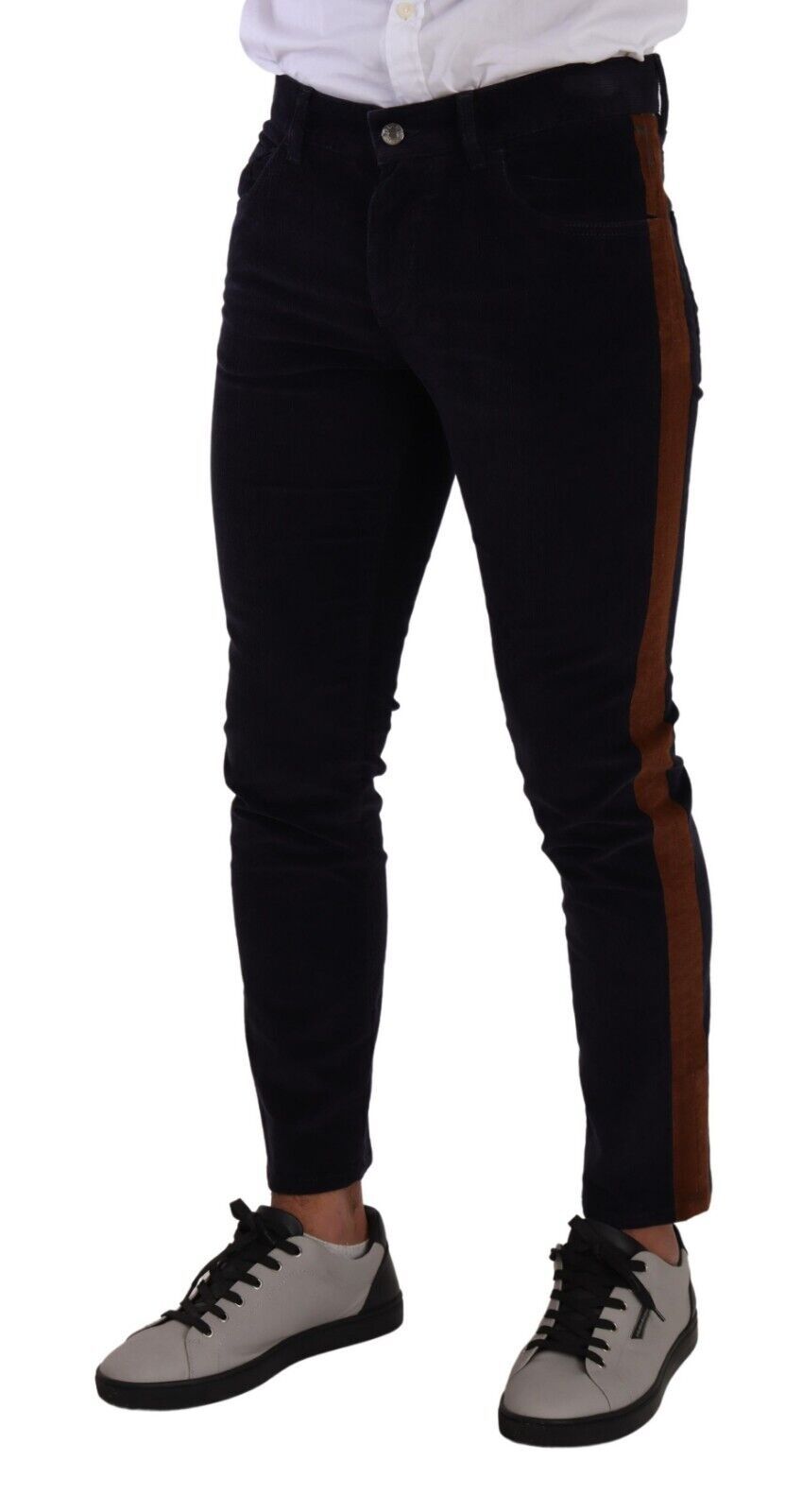 Dolce & Gabbana Blaue Baumwoll-Stretch-Skinny-Cordjeans