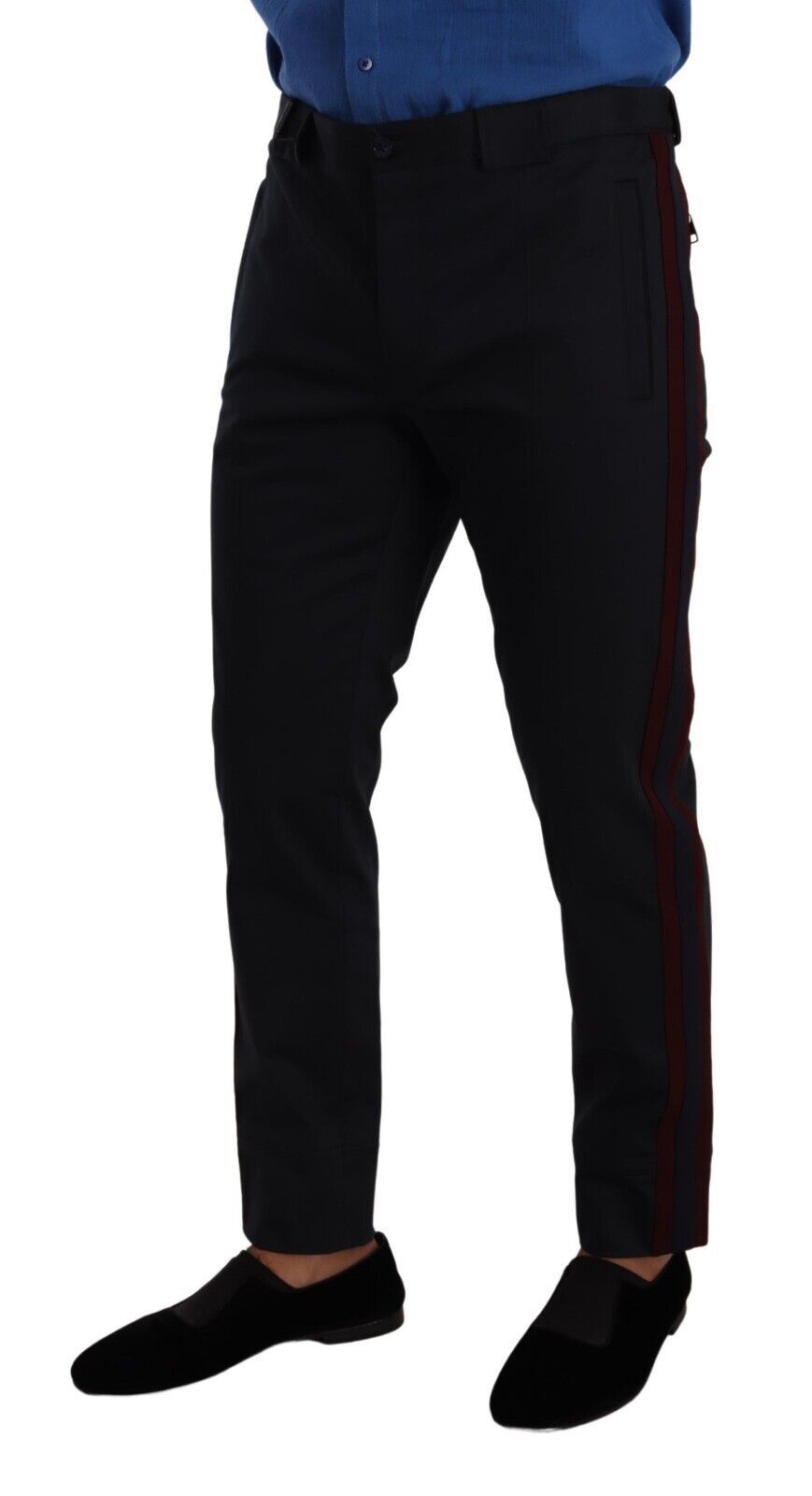 Dolce & Gabbana Bordeauxblaue Skinny Chino-Hose aus Baumwolle