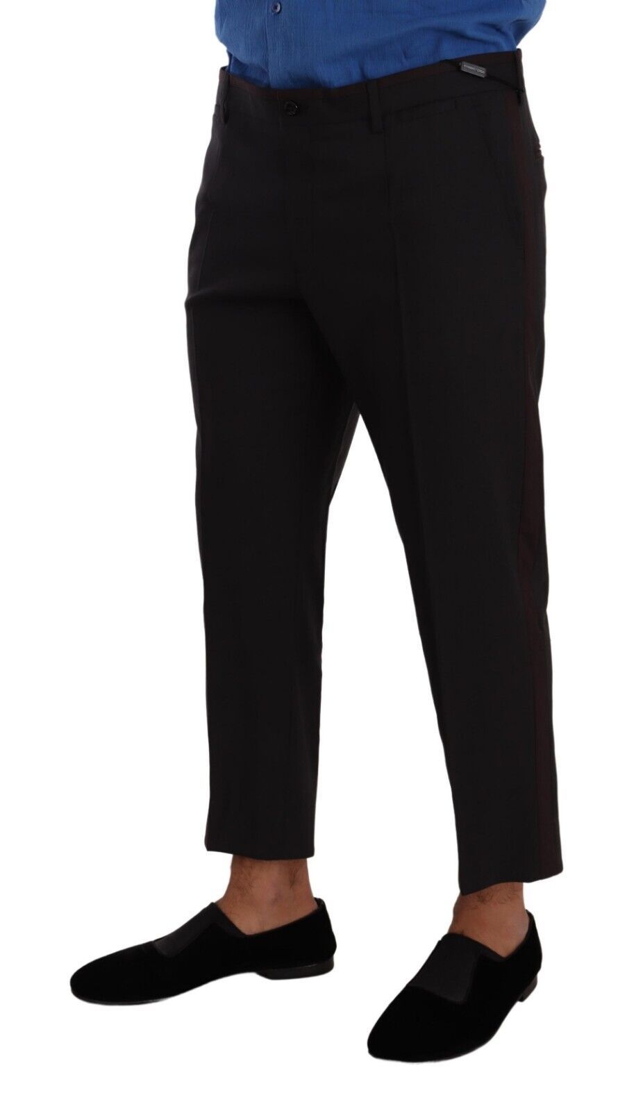 Dolce & Gabbana Graue Bordeauxfarbene Hose aus Wolle Kleiderhosen