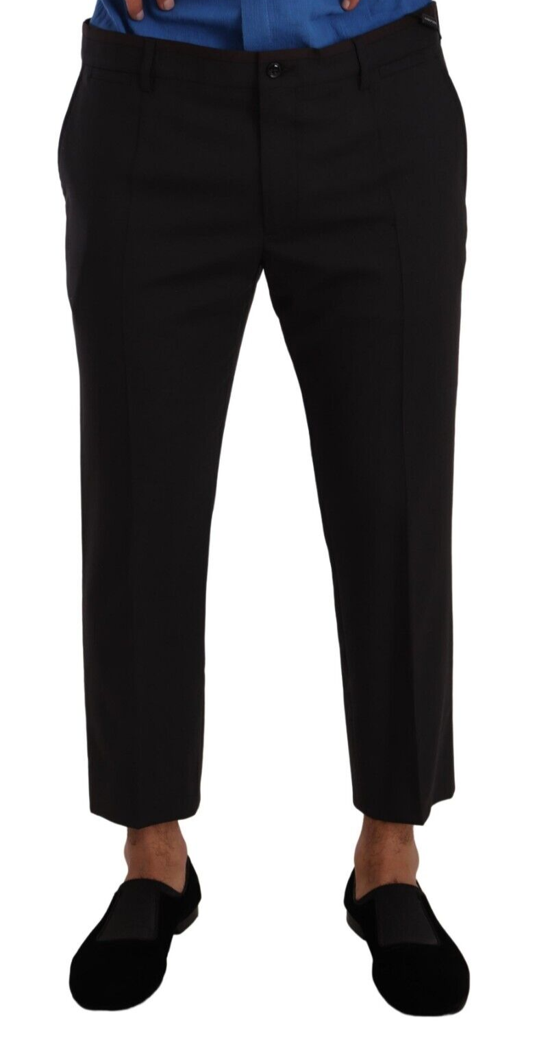 Dolce & Gabbana Graue Bordeauxfarbene Hose aus Wolle Kleiderhosen