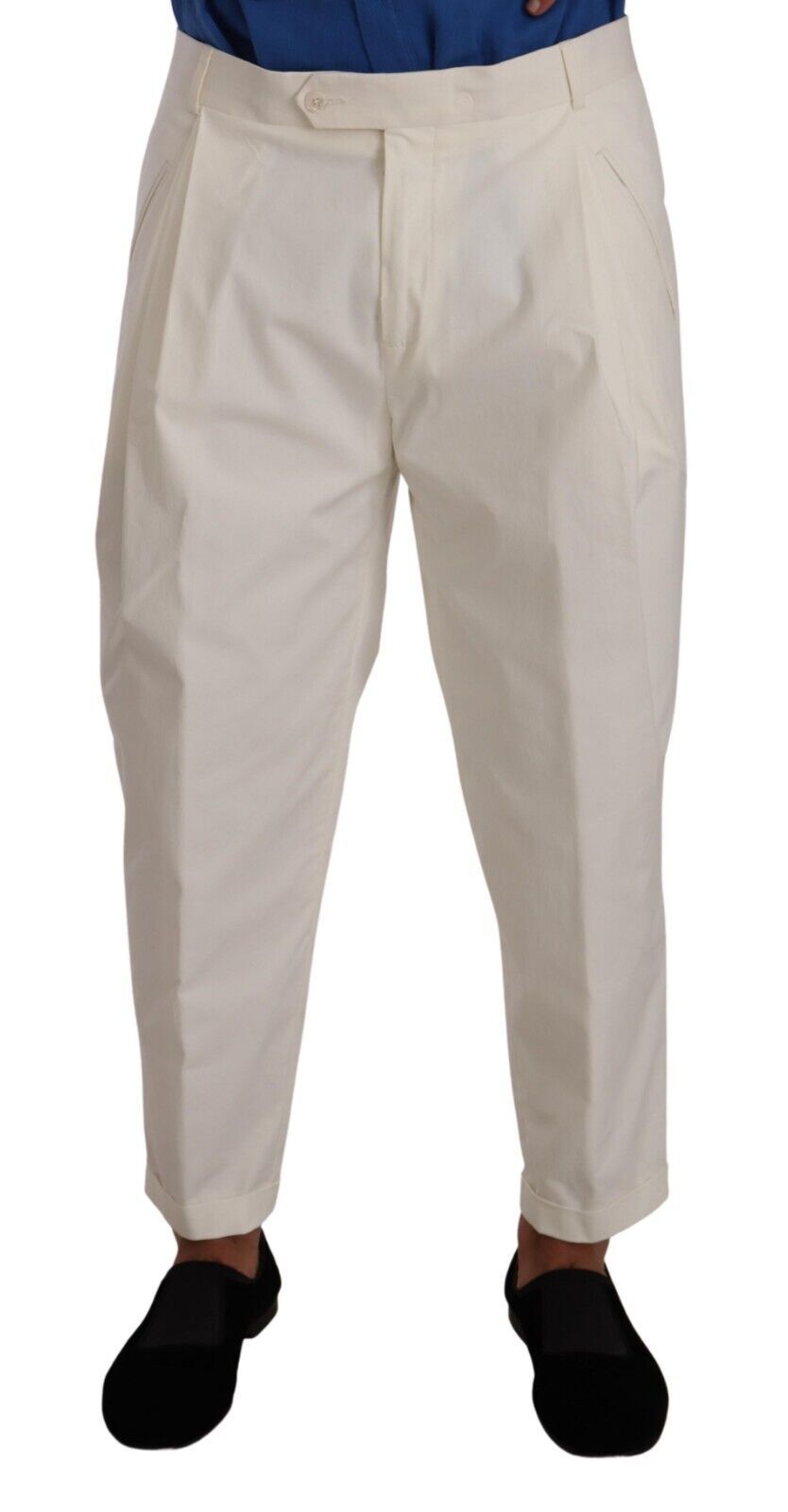 Dolce & Gabbana Weiße Baumwolle konisch zulaufende Herrenhosen Dress Pants